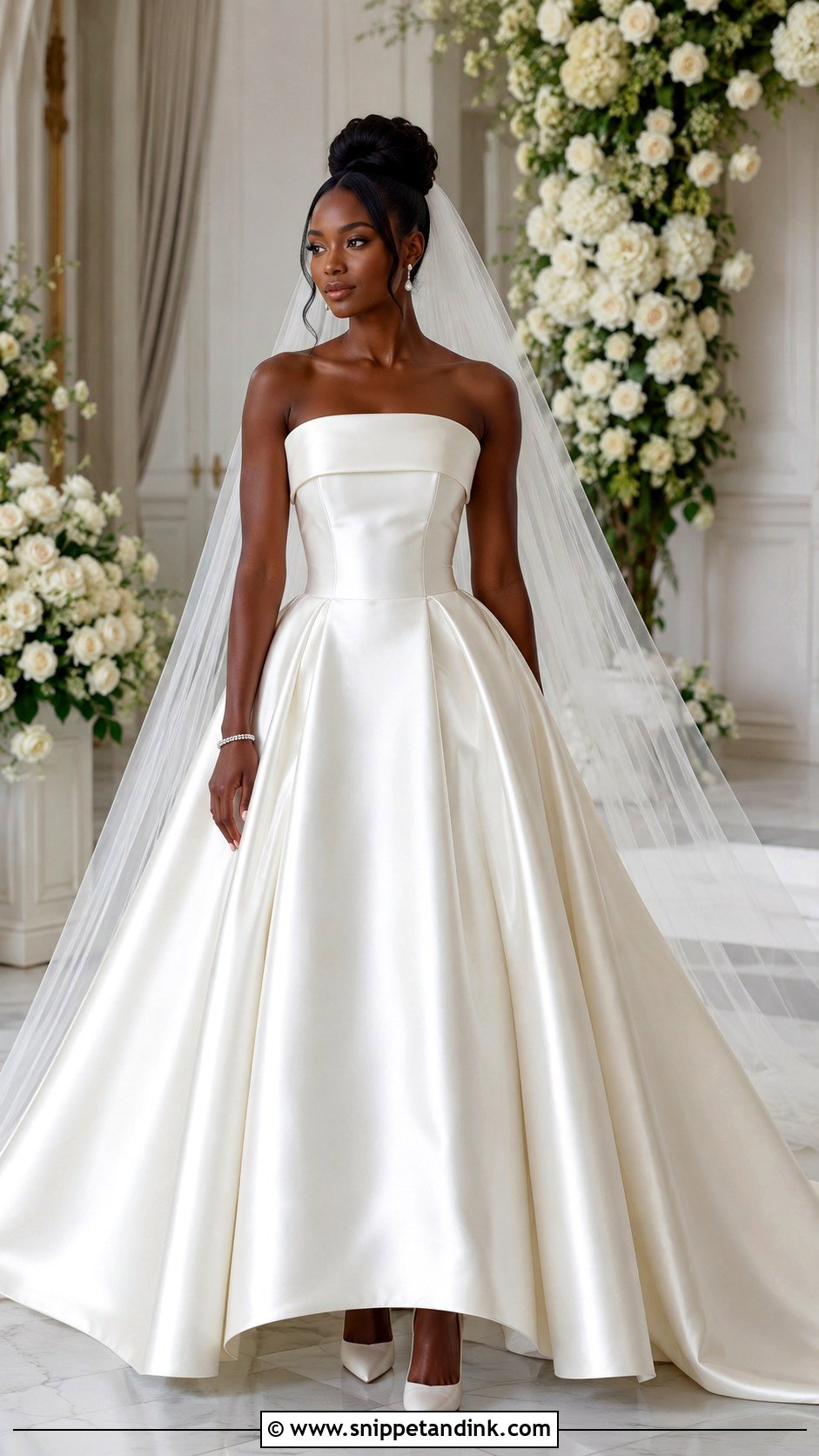 Strapless Satin Ball Gown Wedding Dress - Snippet and Ink - 20 Black Bride Wedding Dress Ideas