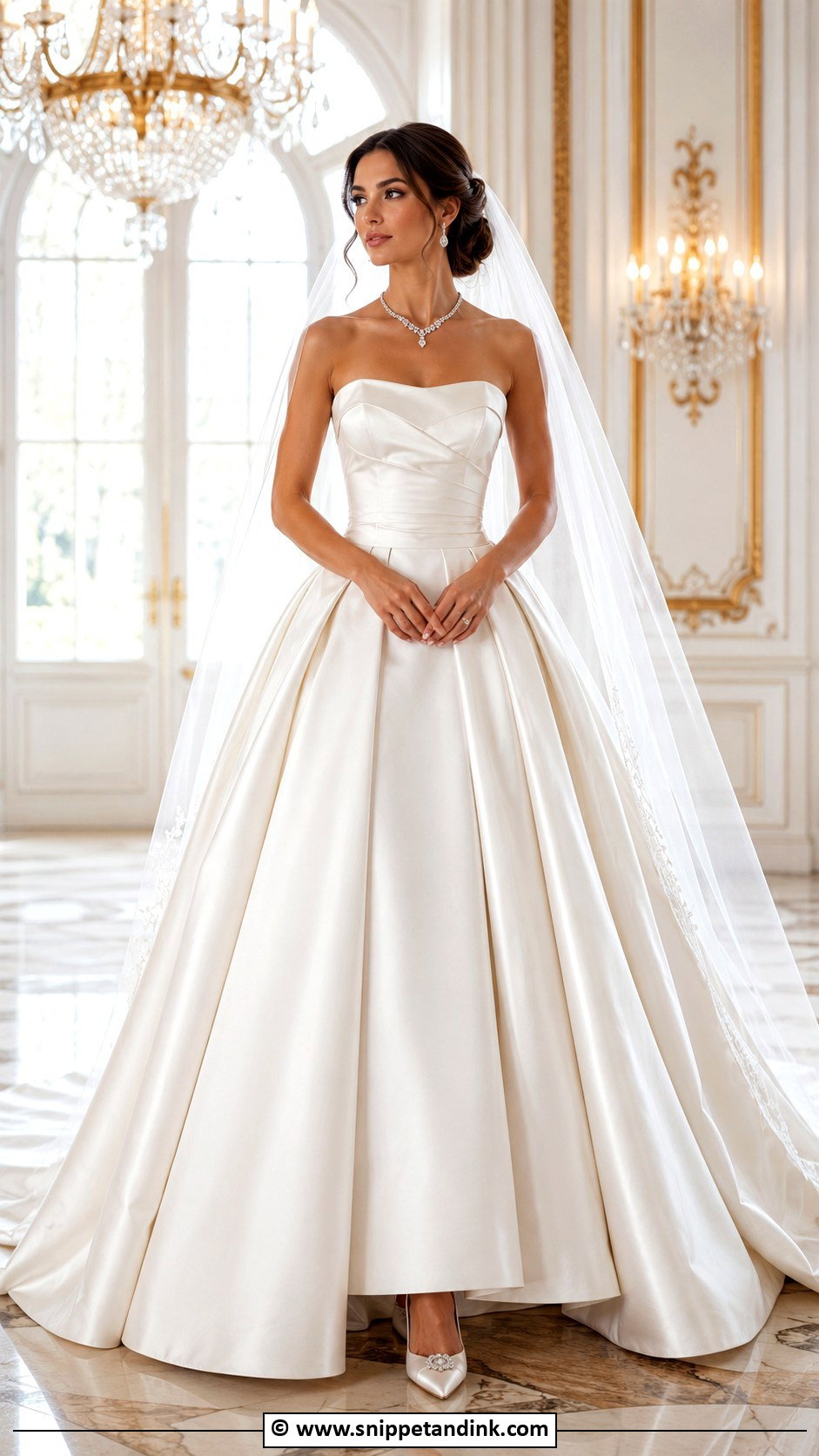 Strapless Satin Ball Gown Wedding Dress - Snippet and Ink - 25 Glam Wedding Dress Ideas