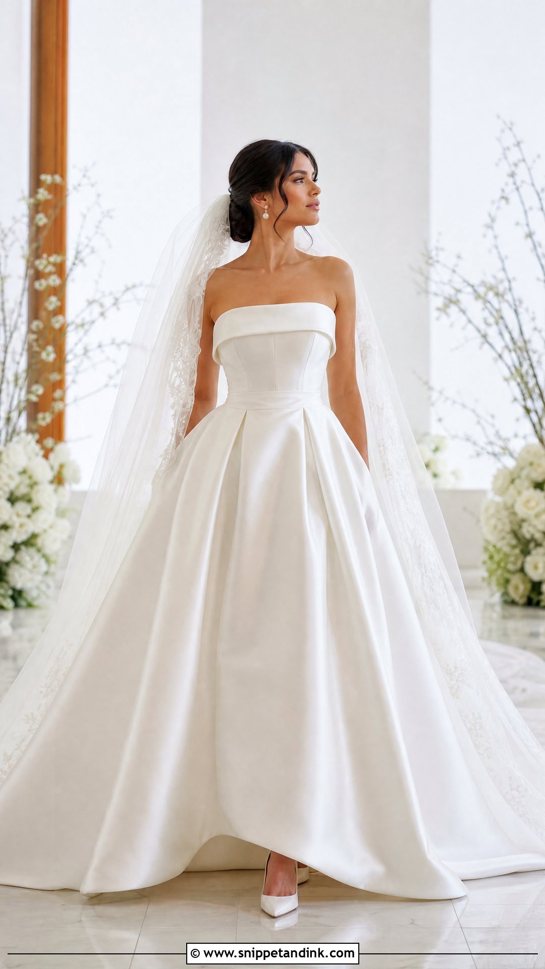 Strapless Satin Ball Gown Wedding Look - Snippet and Ink - 20 Wedding Dress and Suit Ideas