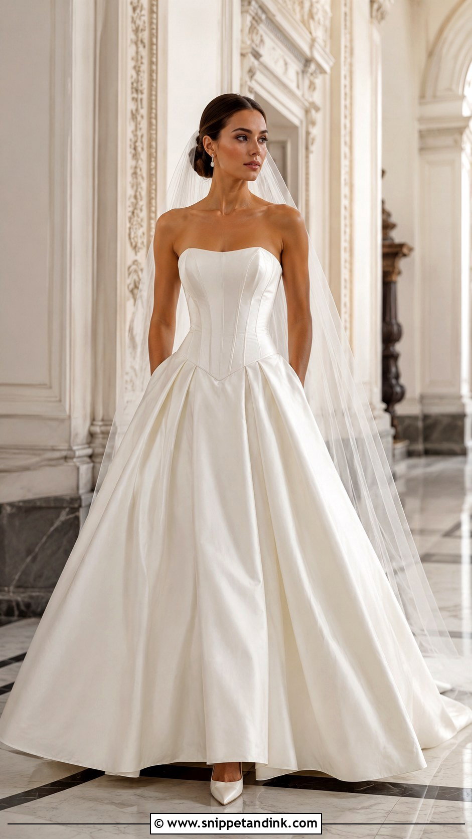 Strapless Satin Ballgown Wedding Dress - Snippet and Ink - 25 Ballgown Wedding Dresses