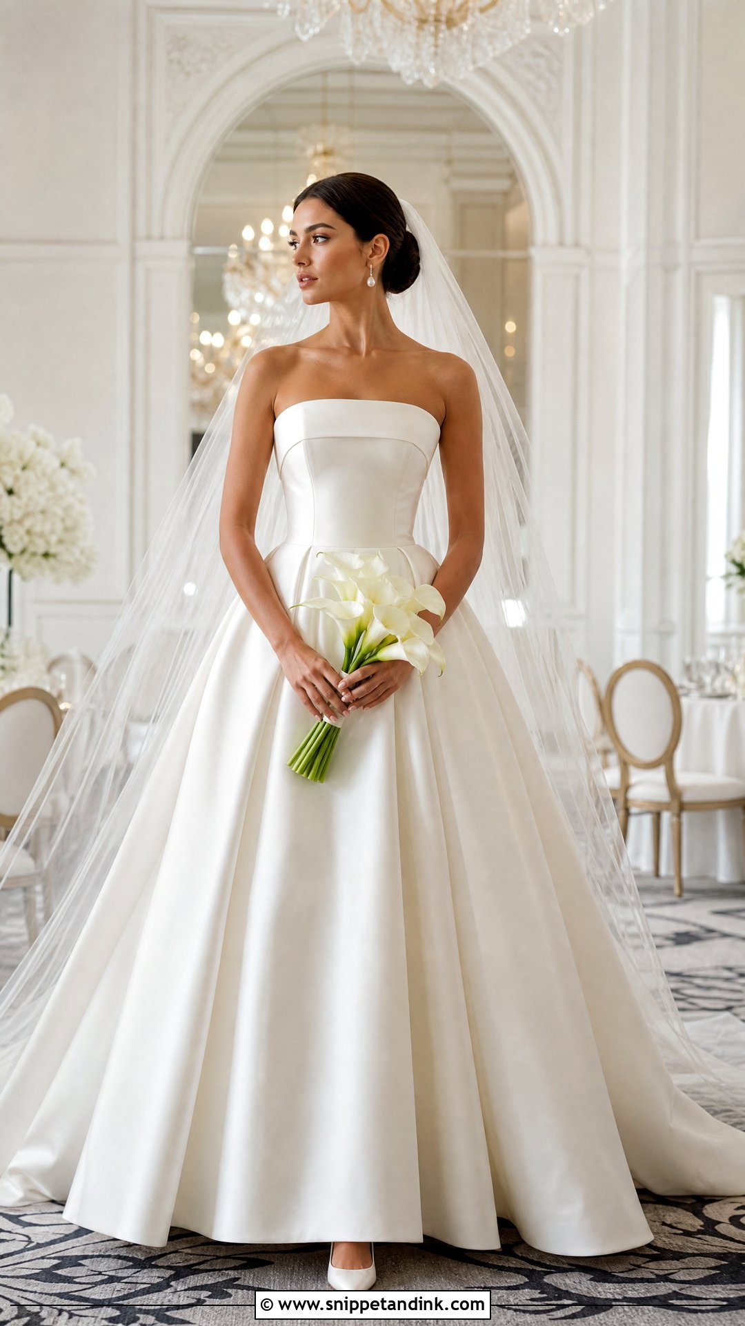 Strapless Satin Ballgown Wedding Dress - Snippet and Ink - 20 Wedding Gown Ballgown Ideas