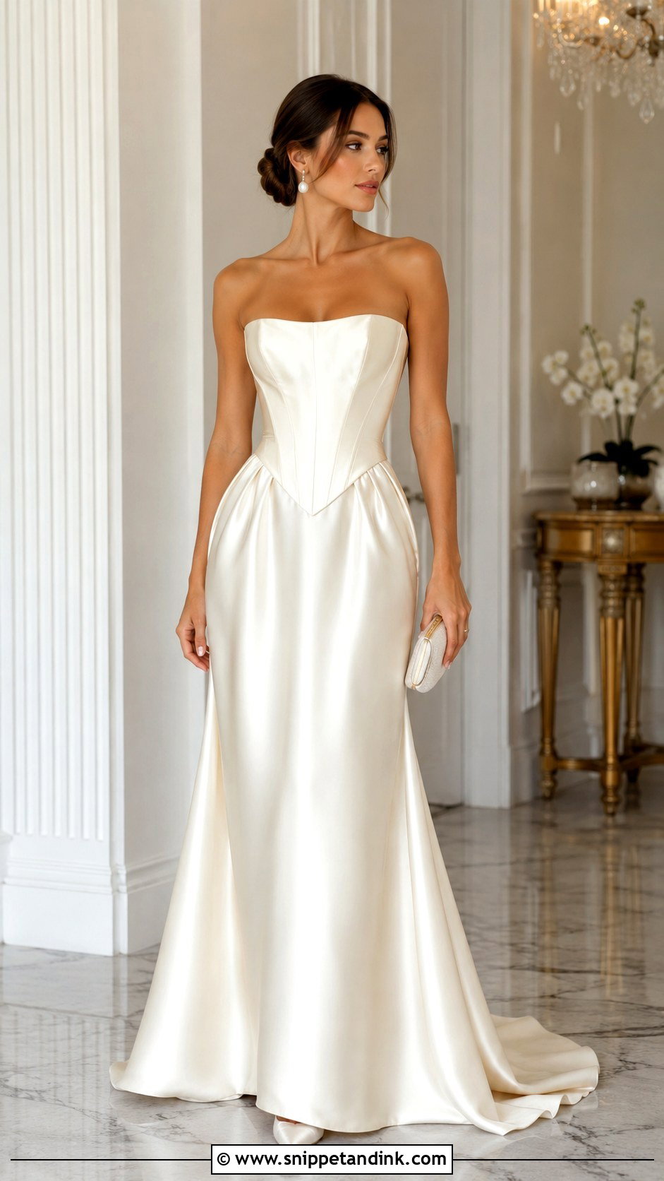 Strapless Satin Basque Gown - Snippet and Ink - 20 Basque Gown Styles