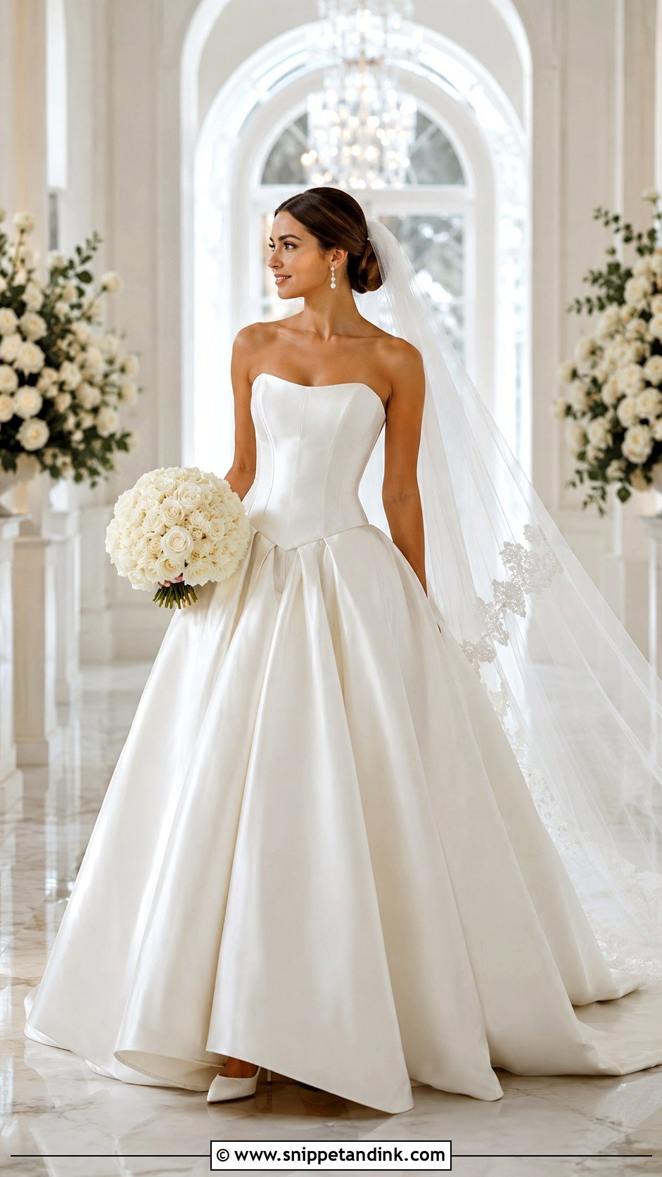 Strapless Satin Basque Waist Ball Gown - Snippet and Ink - 20 Allure Bridal Couture Ideas