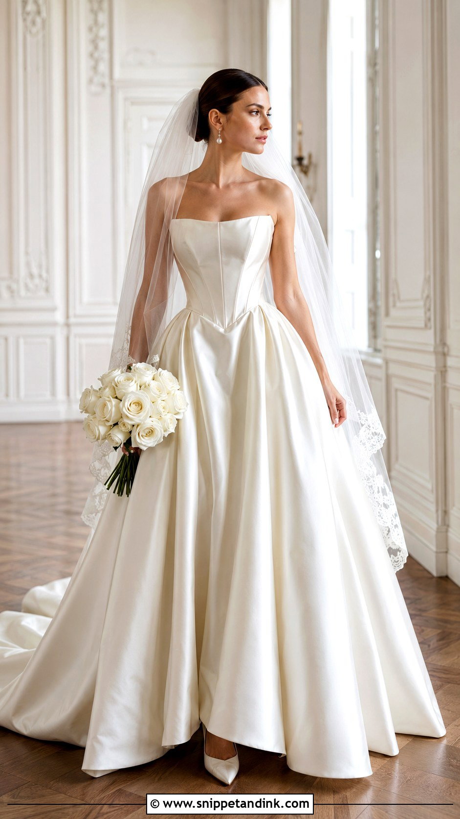Strapless Satin Basque Waist Wedding Dress - Snippet and Ink - 20 Basque Waist Wedding Dresses