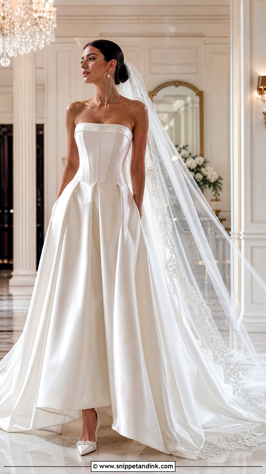 Strapless Satin Basque Waist Wedding Dress - Snippet and Ink - 20 Satin Basque Waist Wedding Dress Ideas