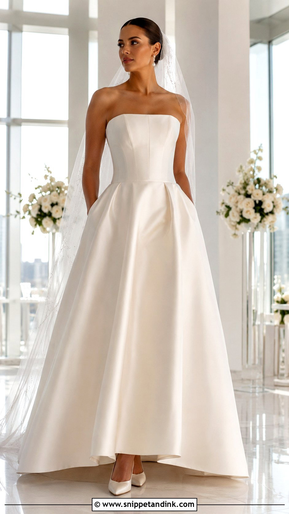 Strapless Satin Bustier Wedding Dress - Snippet and Ink - 20 Bustier Wedding Dress Ideas