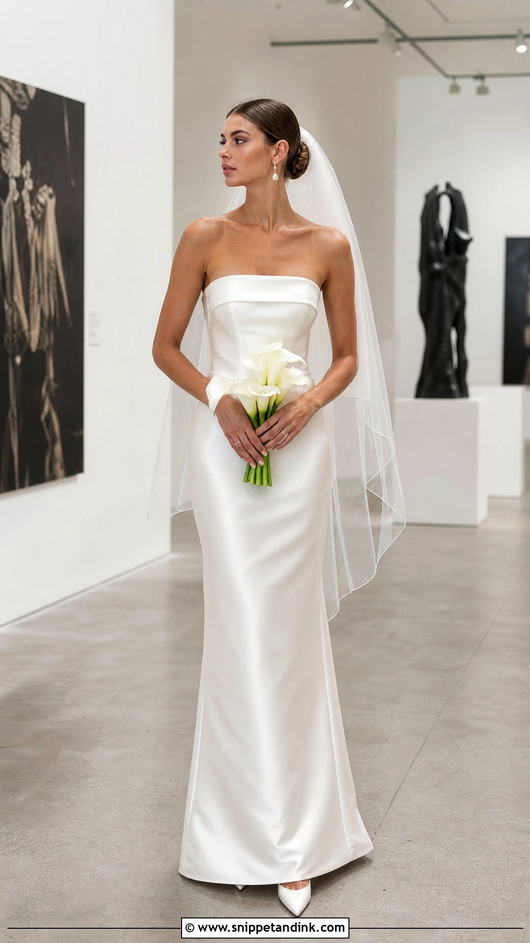 Strapless Satin Column Wedding Dress - Snippet and Ink - 20 Sleek Modern Wedding Dress Ideas