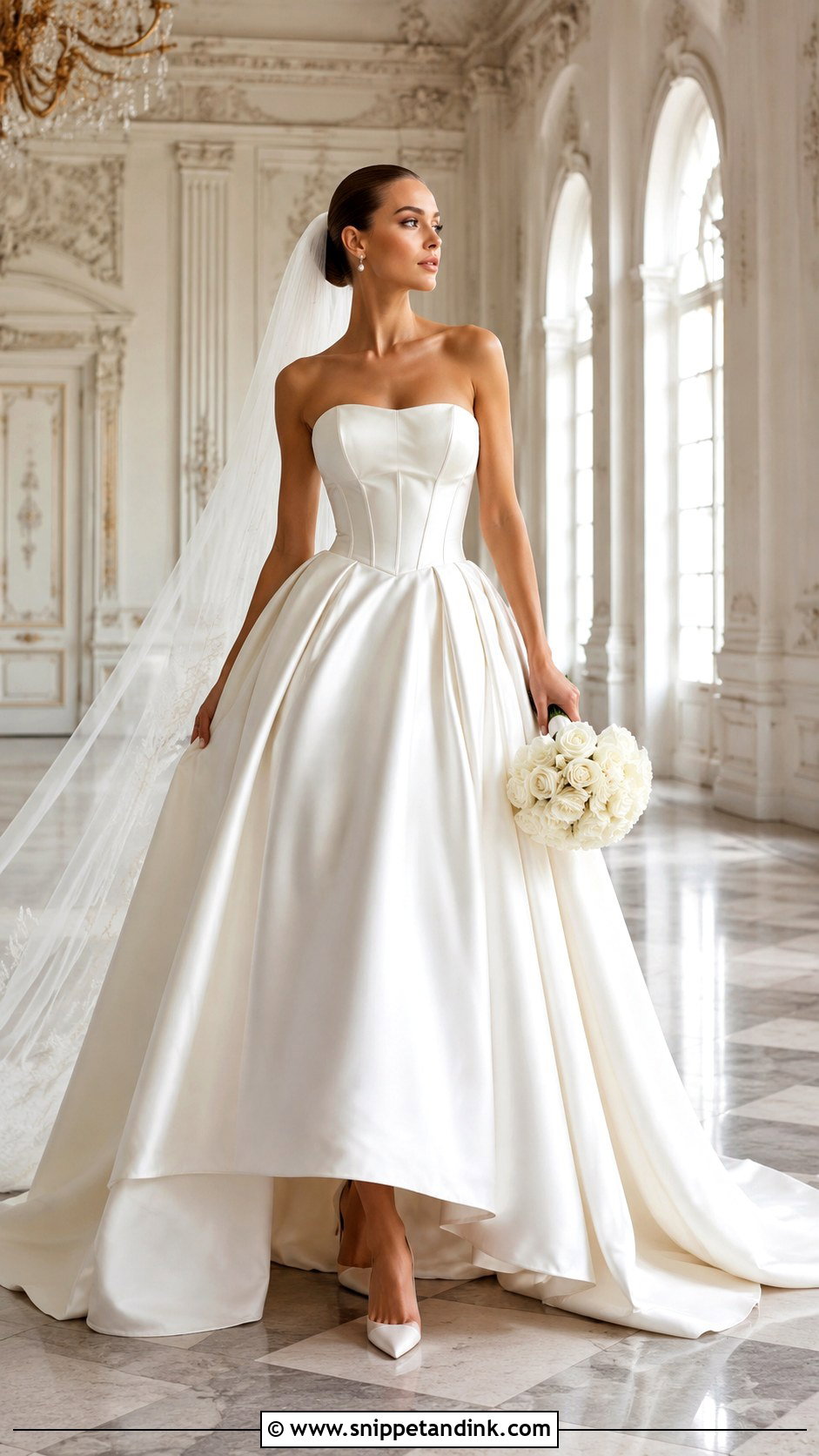 Strapless Satin Corset Ball Gown - Snippet and Ink - 20 Corset Style Wedding Dress Ideas