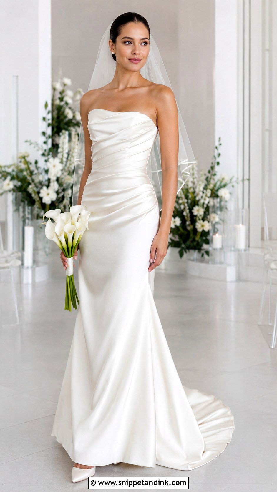 Strapless Satin Draped Wedding Dress - Snippet and Ink - 20 Draping Wedding Dress Ideas