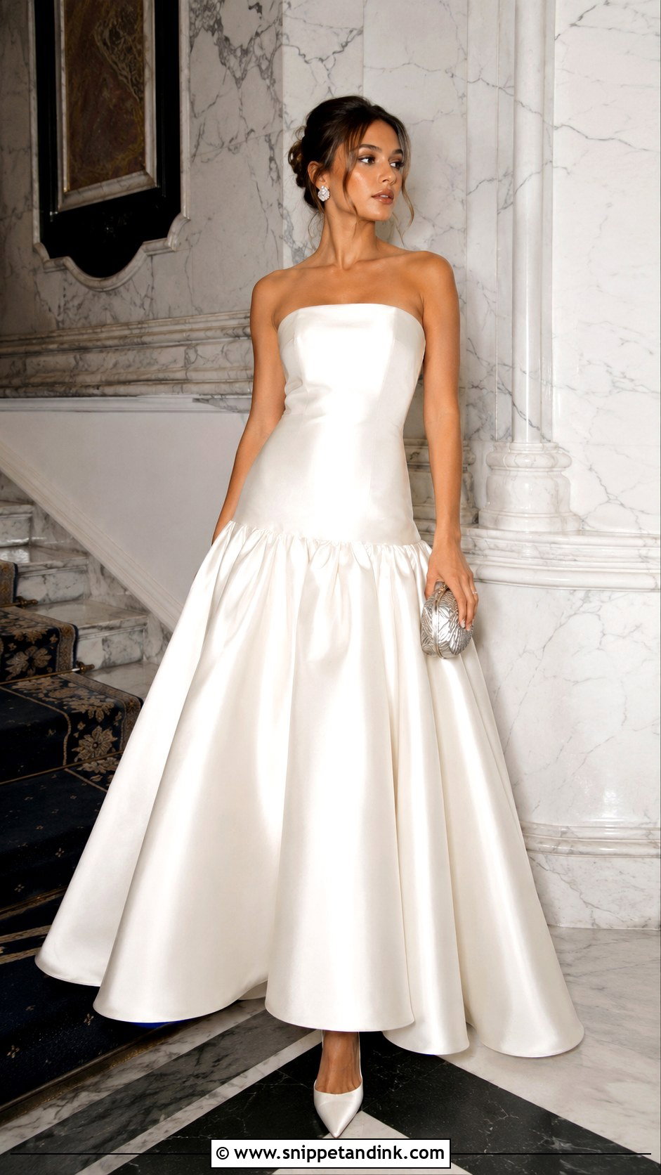 Strapless Satin Drop Waist Ball Gown - Snippet and Ink - 20 Drop Waist Ball Gown Ideas