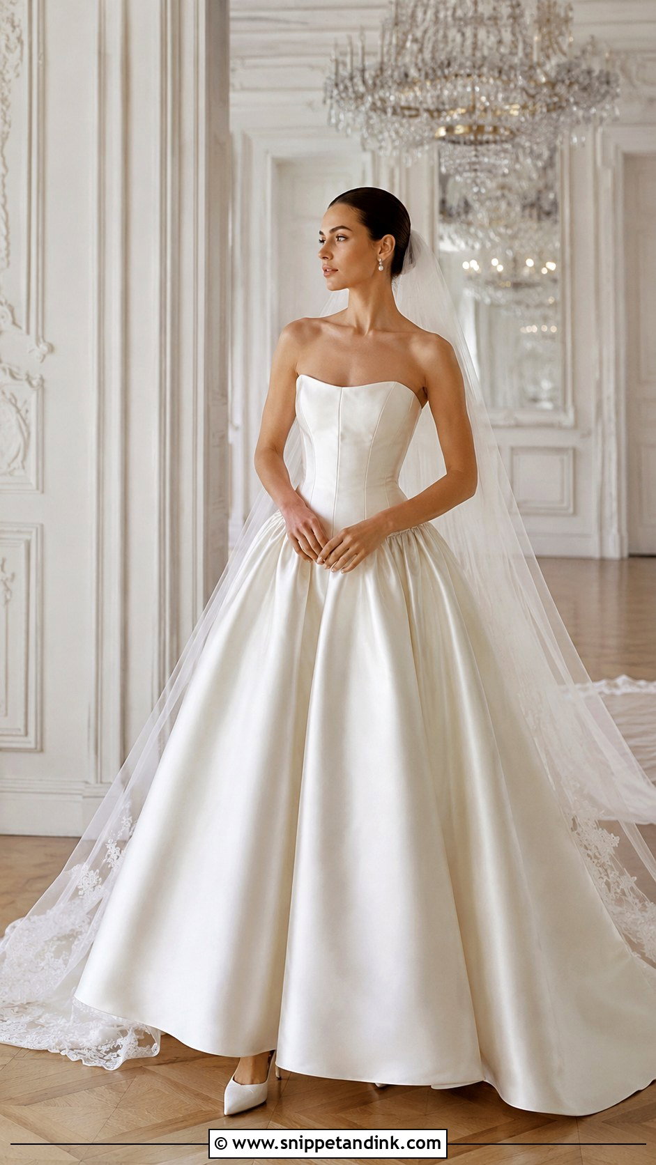 Strapless Satin Drop Waist Princess Wedding Dress - Snippet and Ink - 20 Drop Waist Princess Wedding Dress Ideas