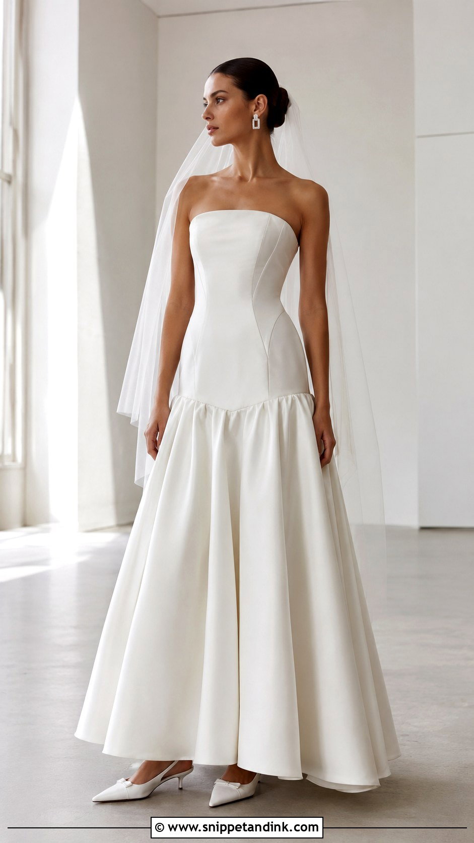 Strapless Satin Drop Waist Wedding Dress - Snippet and Ink - 20 Strapless Satin Wedding Dress Ideas