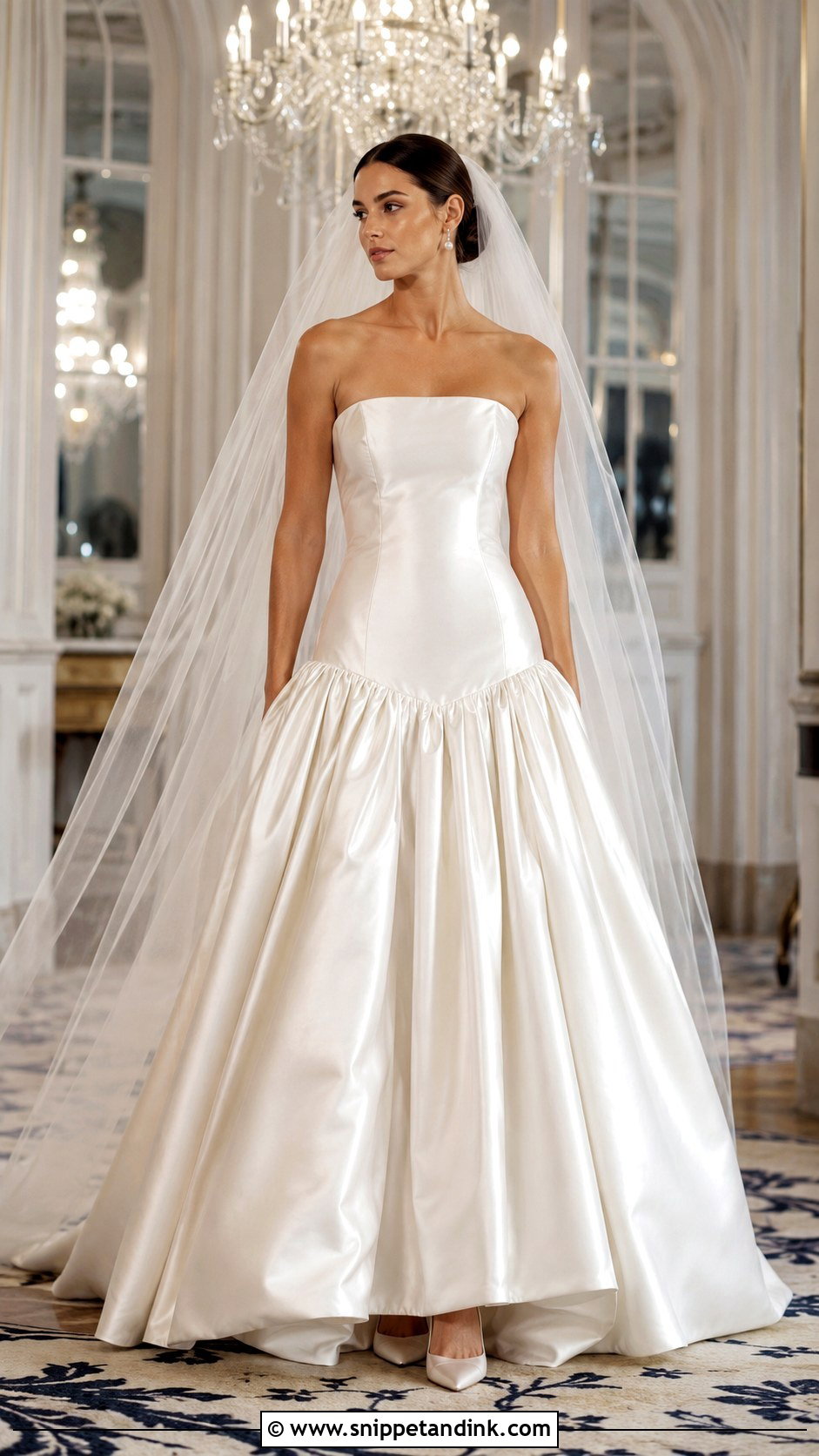 Strapless Satin Drop Waist Wedding Dress - Snippet and Ink - 20 Drop Waste Wedding Dress Ideas