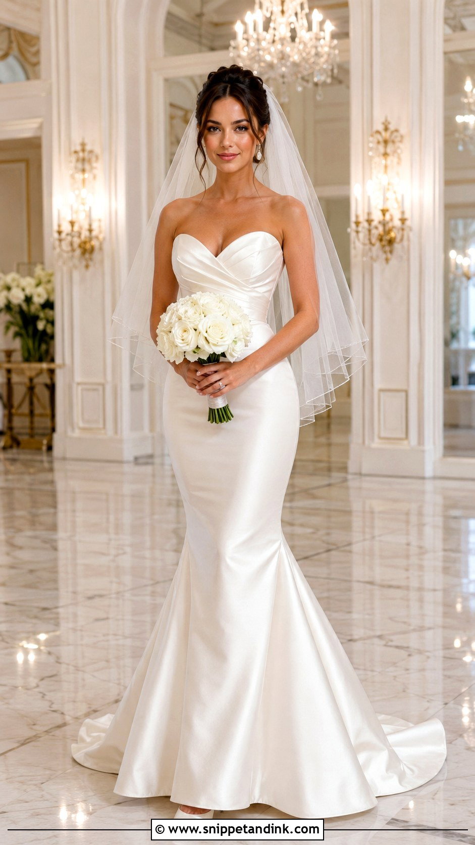 Strapless Satin Fish Tail Wedding Dress - Snippet and Ink - 20 Fish Tail Wedding Dress Ideas