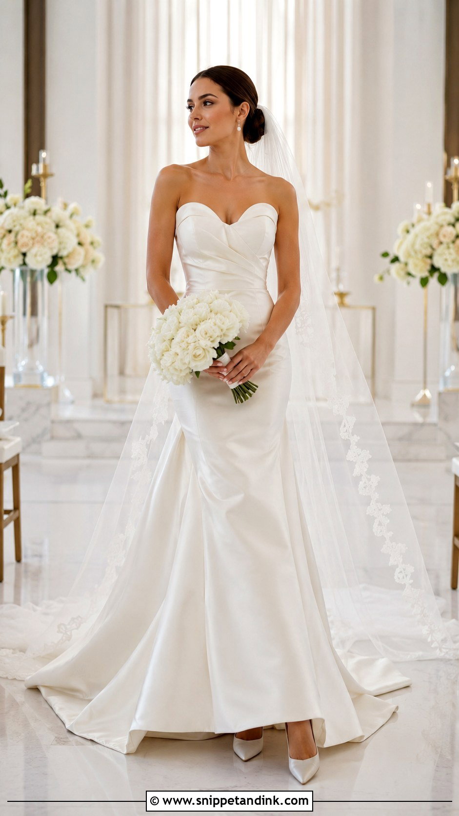 Strapless Satin Fishtail Wedding Dress - Snippet and Ink - 20 Fishtail Wedding Dresses