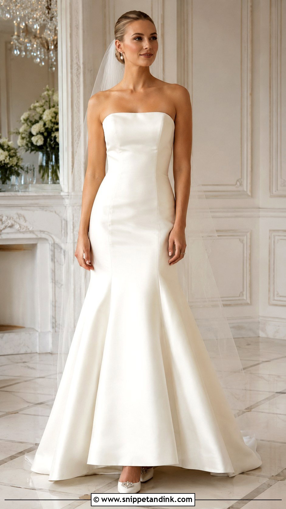 Strapless Satin Fit And Flare Wedding Dress - Snippet and Ink - 25 Satin Fit and Flare Wedding Dress Ideas