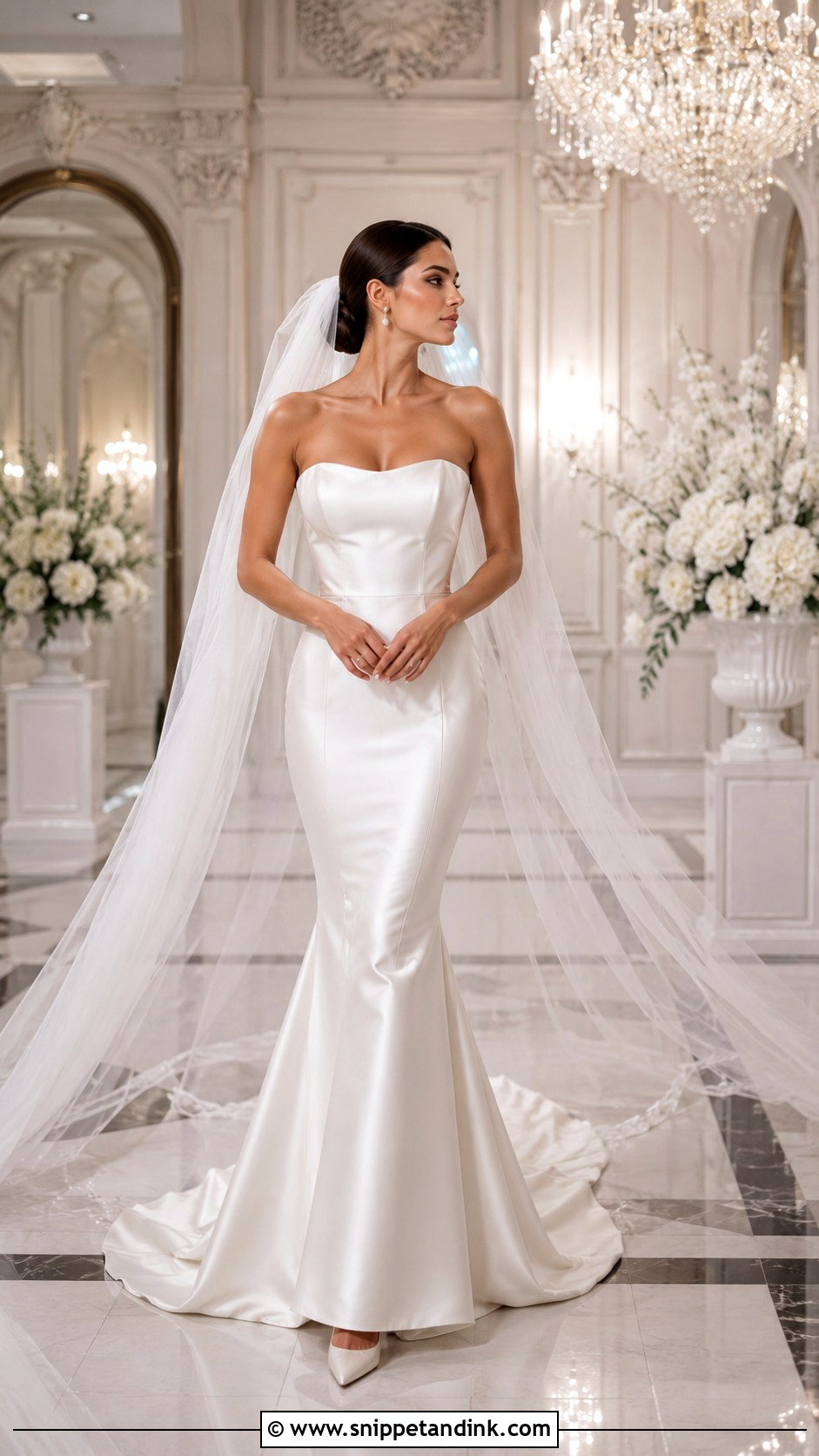 Strapless Satin Fitted Wedding Gown - Snippet and Ink - 20 Fitted Wedding Gown Ideas