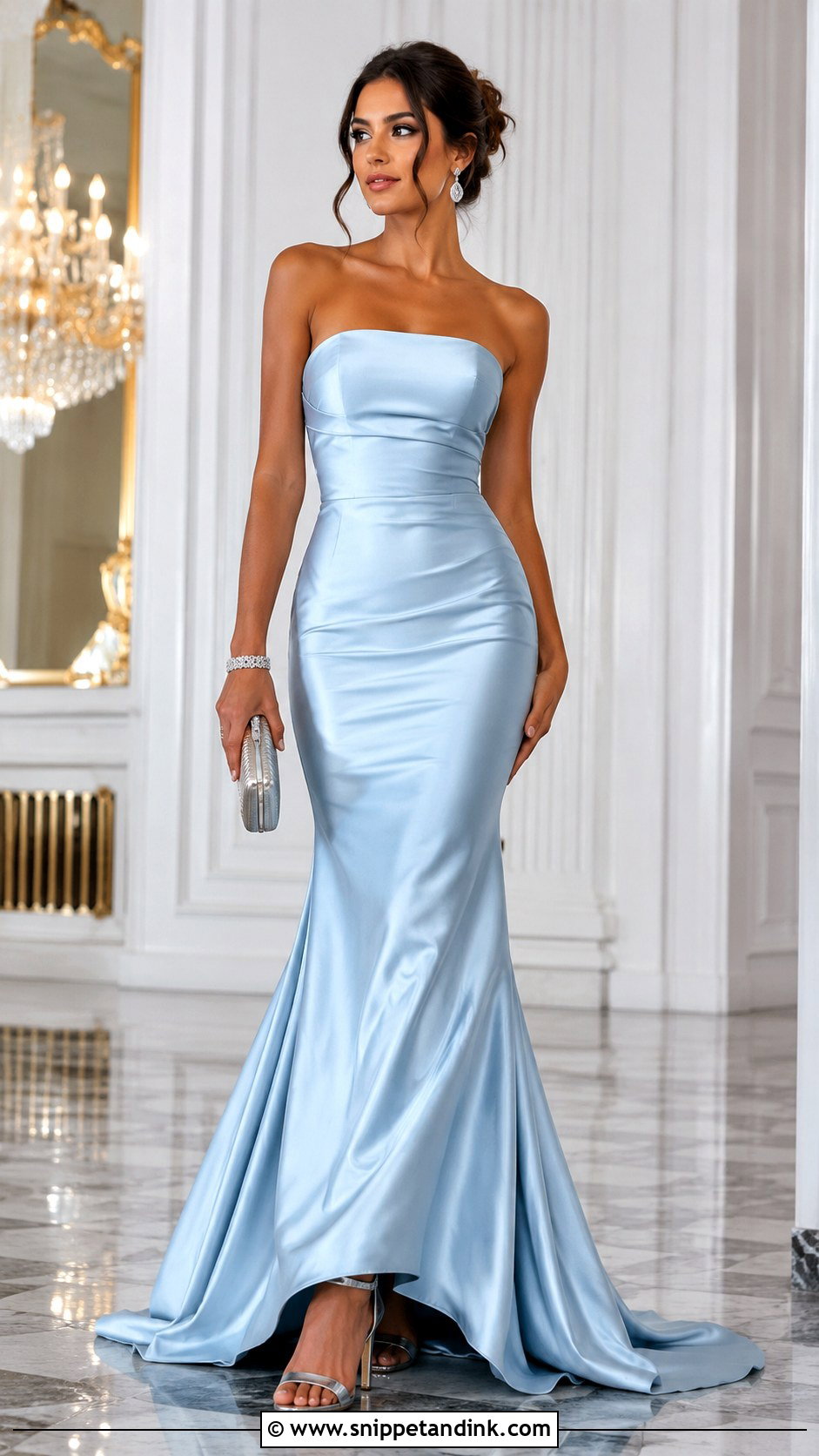 Strapless Satin Light Blue Mermaid Dress - Snippet and Ink - 20 Light Blue Mermaid Dress Ideas