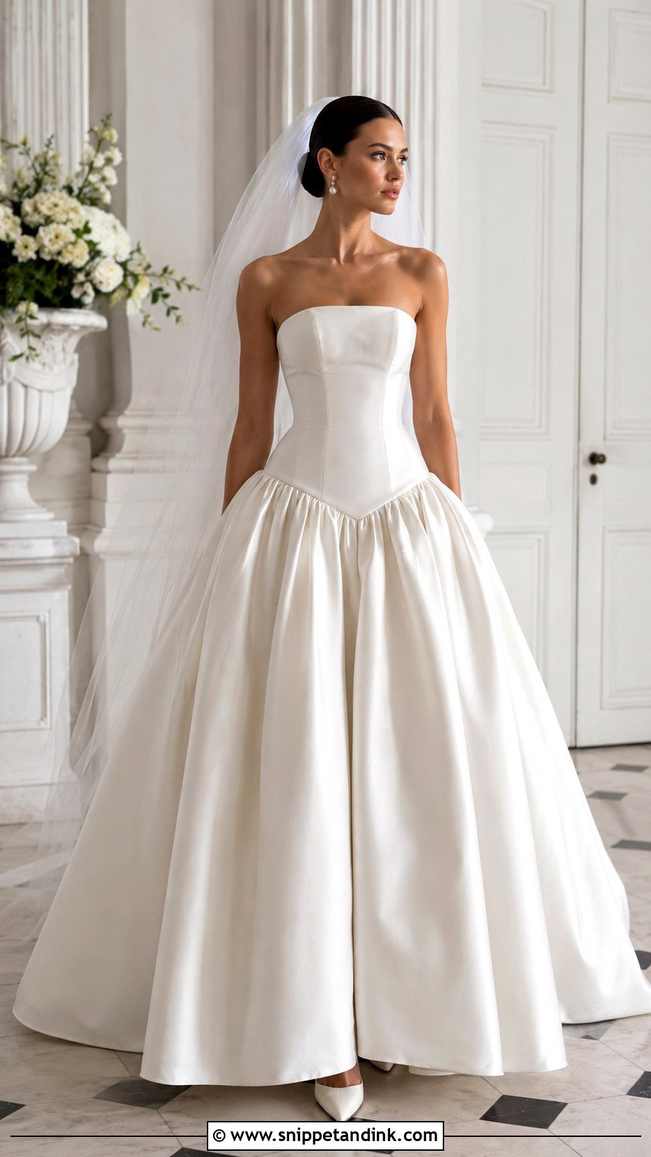 Strapless Satin Low Waisted Wedding Dress - Snippet and Ink - 20 Low Waisted Wedding Dress Ideas