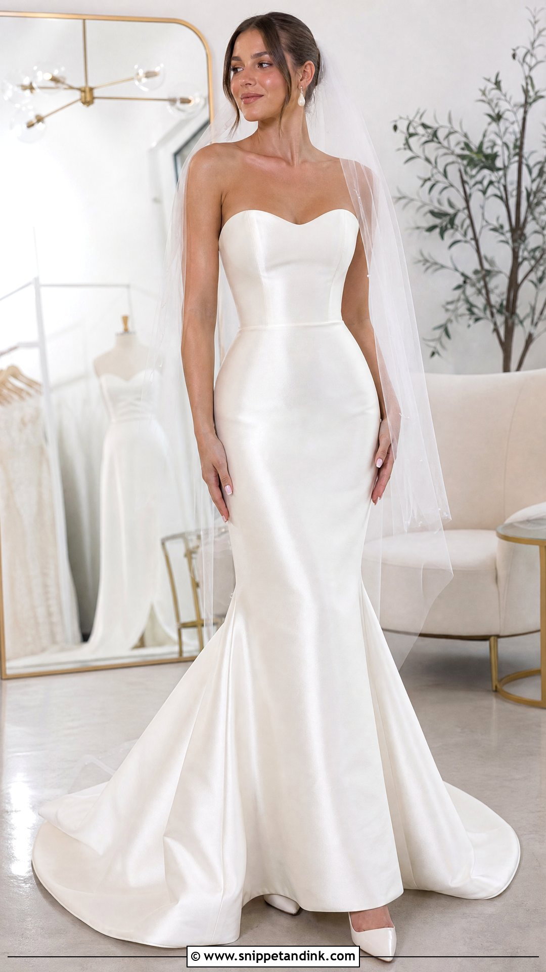 Strapless Satin Mermaid Wedding Dress - Snippet and Ink - 20 Mermaid Cut Wedding Dress Ideas