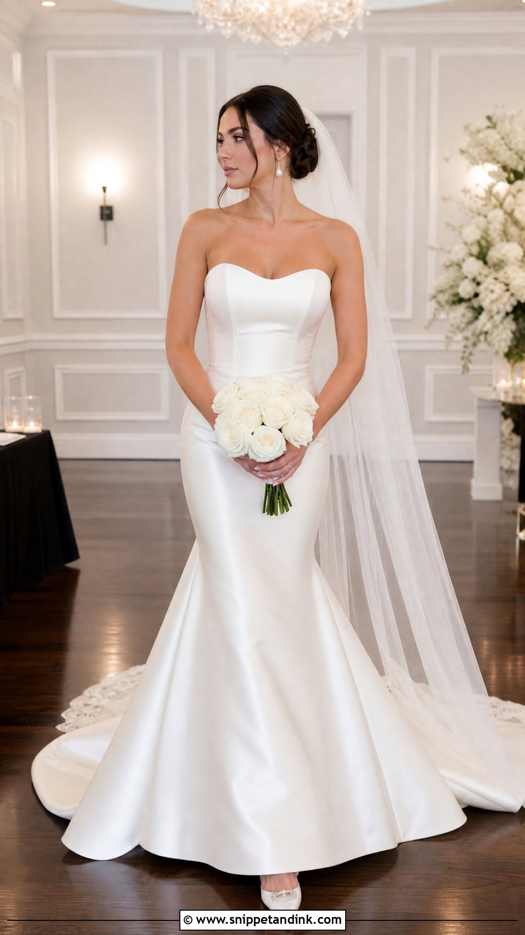 Strapless Satin Mermaid Wedding Dress - Snippet and Ink - 25 Mermaid Bride Dress Ideas