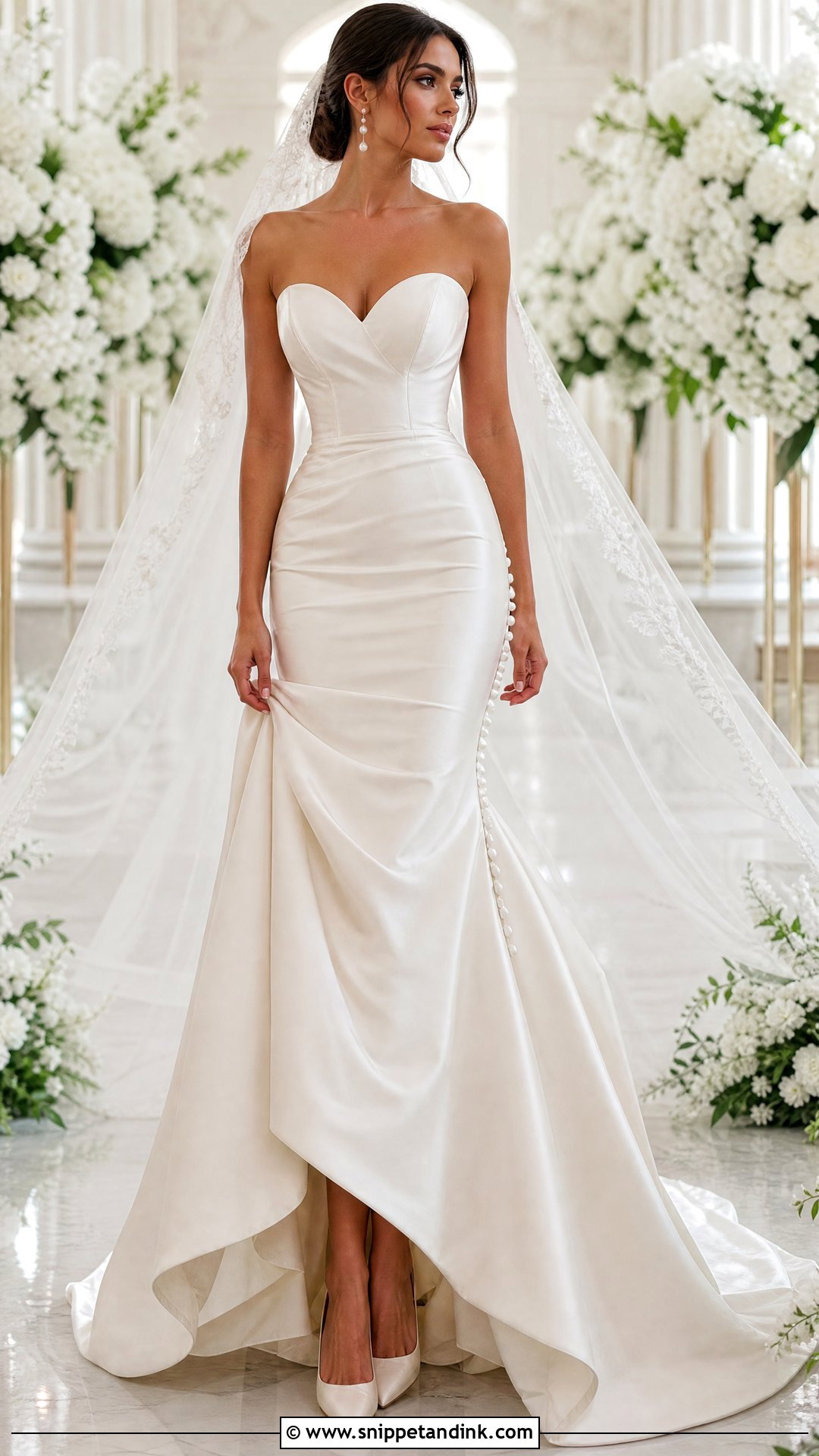 Strapless Satin Mermaid Wedding Dress - Snippet and Ink - 20 Strapless Fitted Wedding Dress Ideas