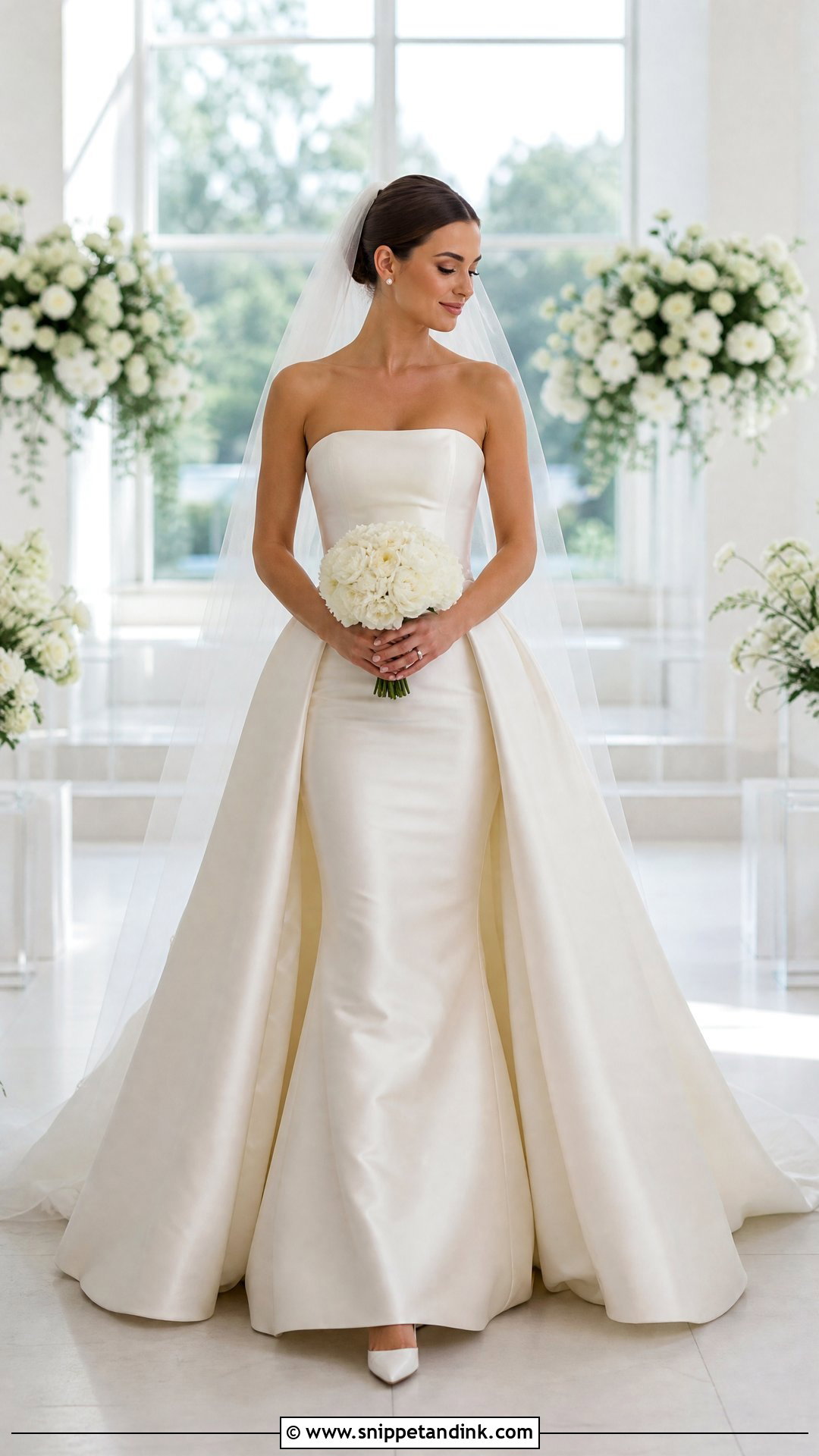 Strapless Satin Mermaid Wedding Dress With Detachable Overskirt - Snippet and Ink - 20 Mermaid Wedding Dress with Detachable Overskirt Ideas