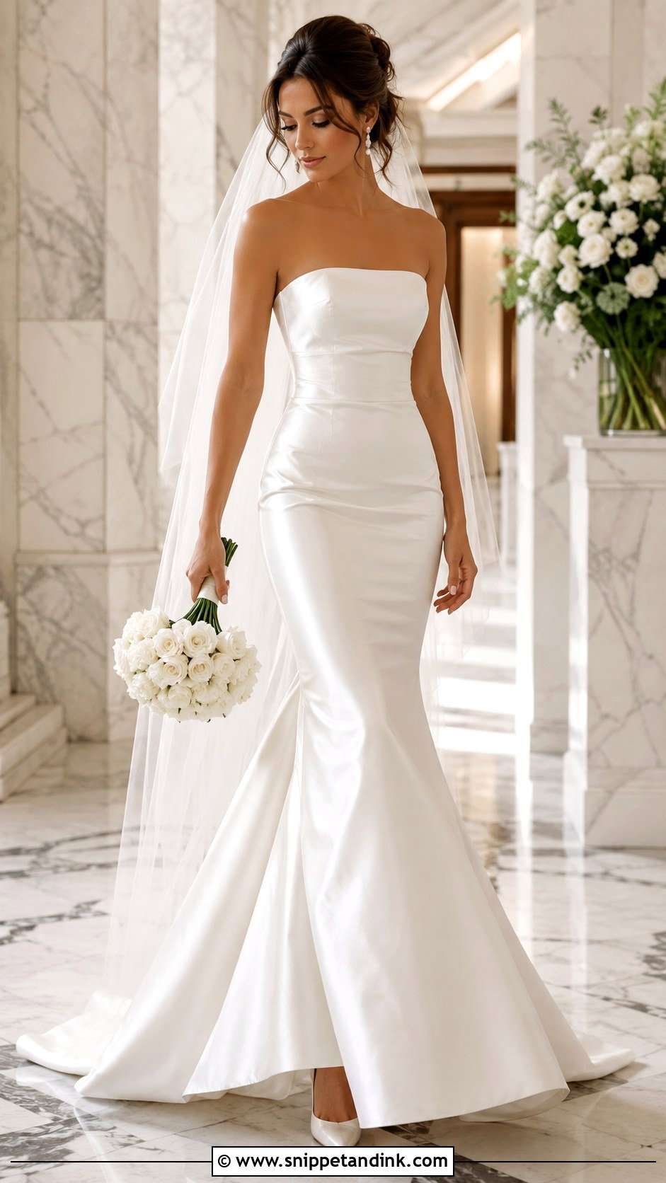 Strapless Satin Mermaid Wedding Dress - Snippet and Ink - 25 Satin Mermaid Wedding Dress Ideas