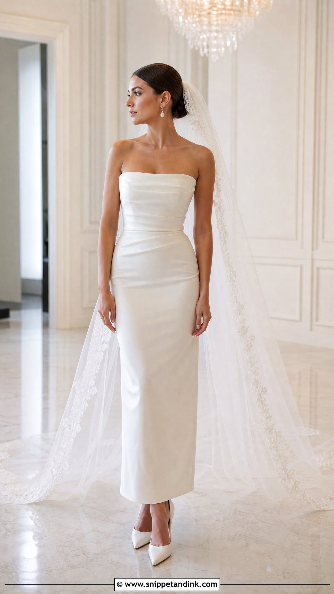 Strapless Satin Pencil Wedding Dress - Snippet and Ink - 20 Pencil Wedding Dress Ideas