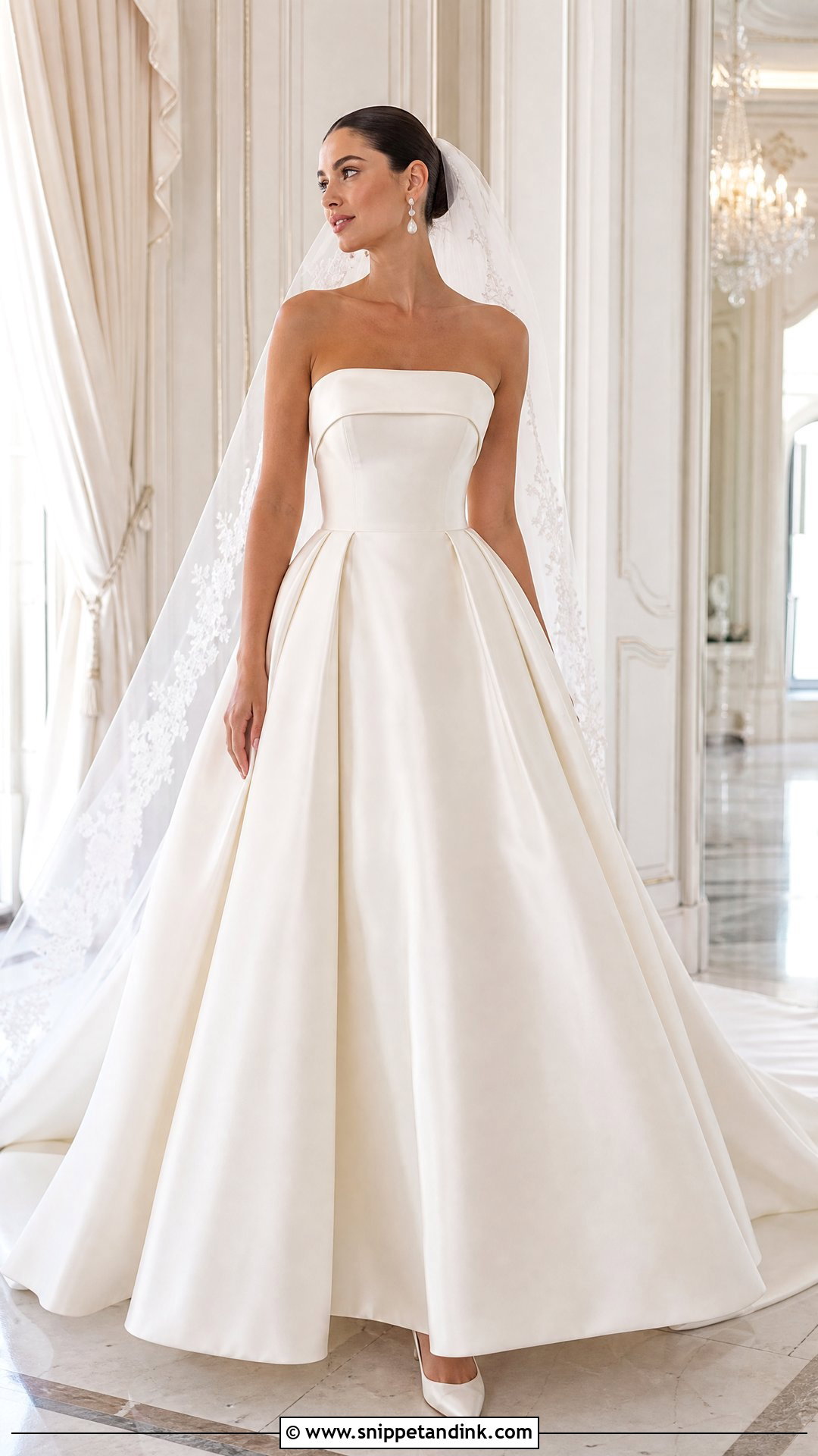 Strapless Satin Princess Ballgown Wedding Dress - Snippet and Ink - 20 Wedding Dress Princess Ballgown Ideas