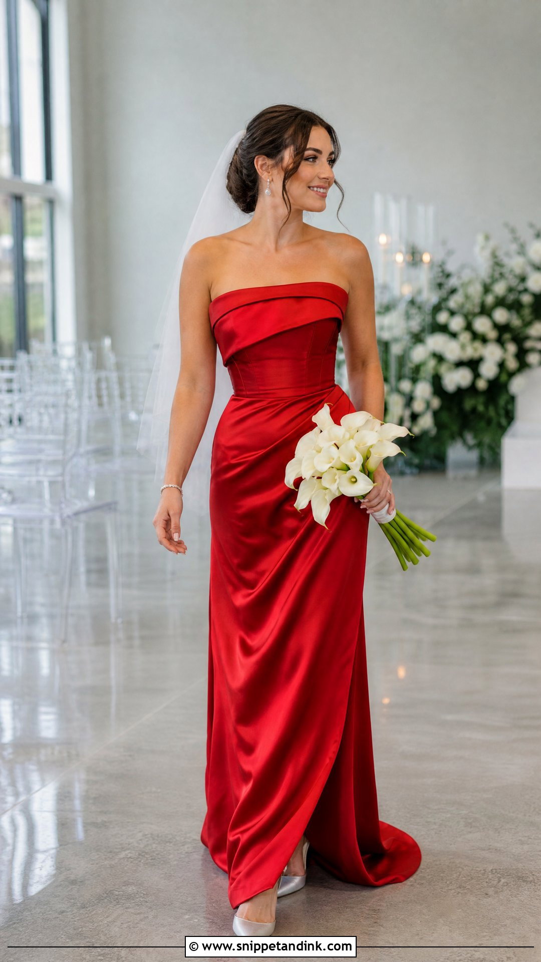 Strapless Satin Red Bridal Gown - Snippet and Ink - 20 Red Bridal Dress Gowns