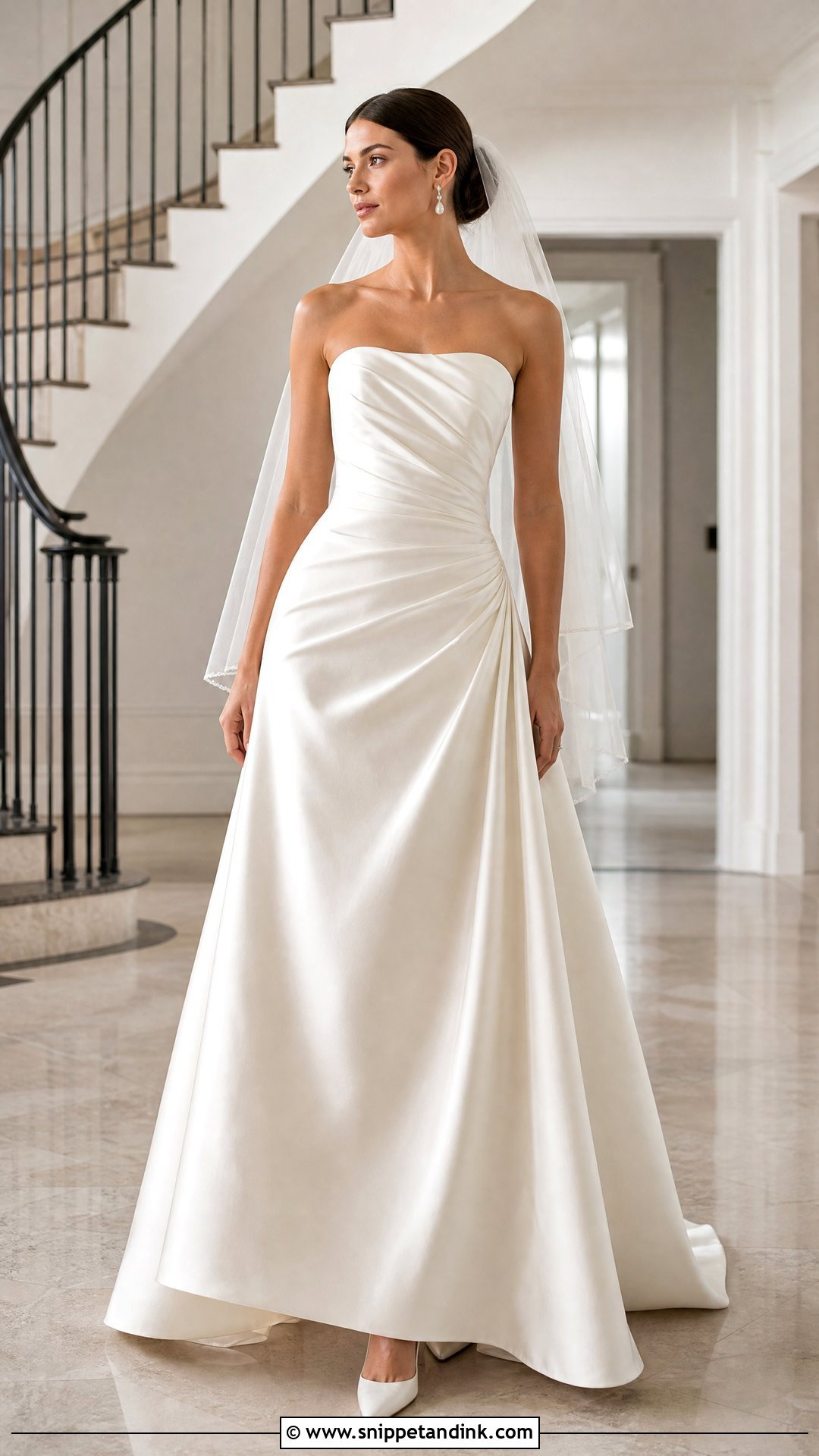 Strapless Satin Ruched Wedding Dress - Snippet and Ink - 25 Ruched Wedding Dress Ideas