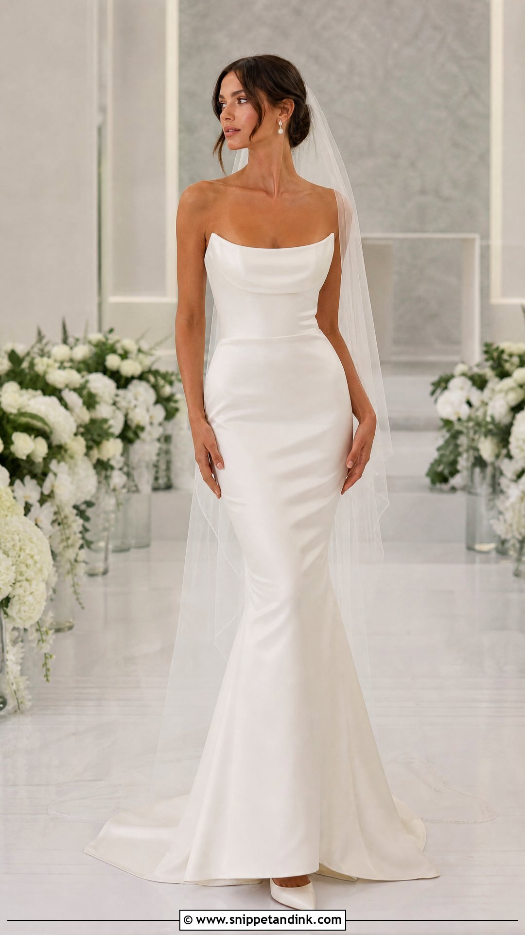 Strapless Satin Slim Fit Wedding Dress - Snippet and Ink - 20 Slim Fit Wedding Dress Ideas