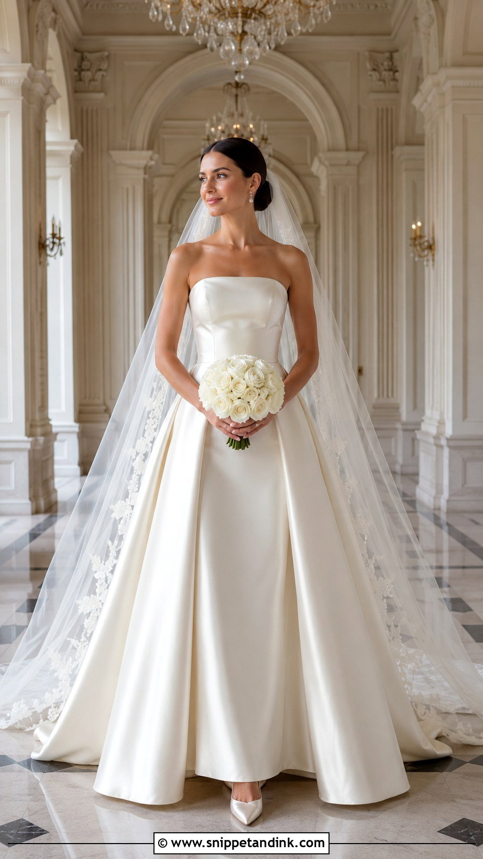 Strapless Satin Straight Neckline Wedding Dress - Snippet and Ink - 20 Straight Neckline Wedding Dress Ideas