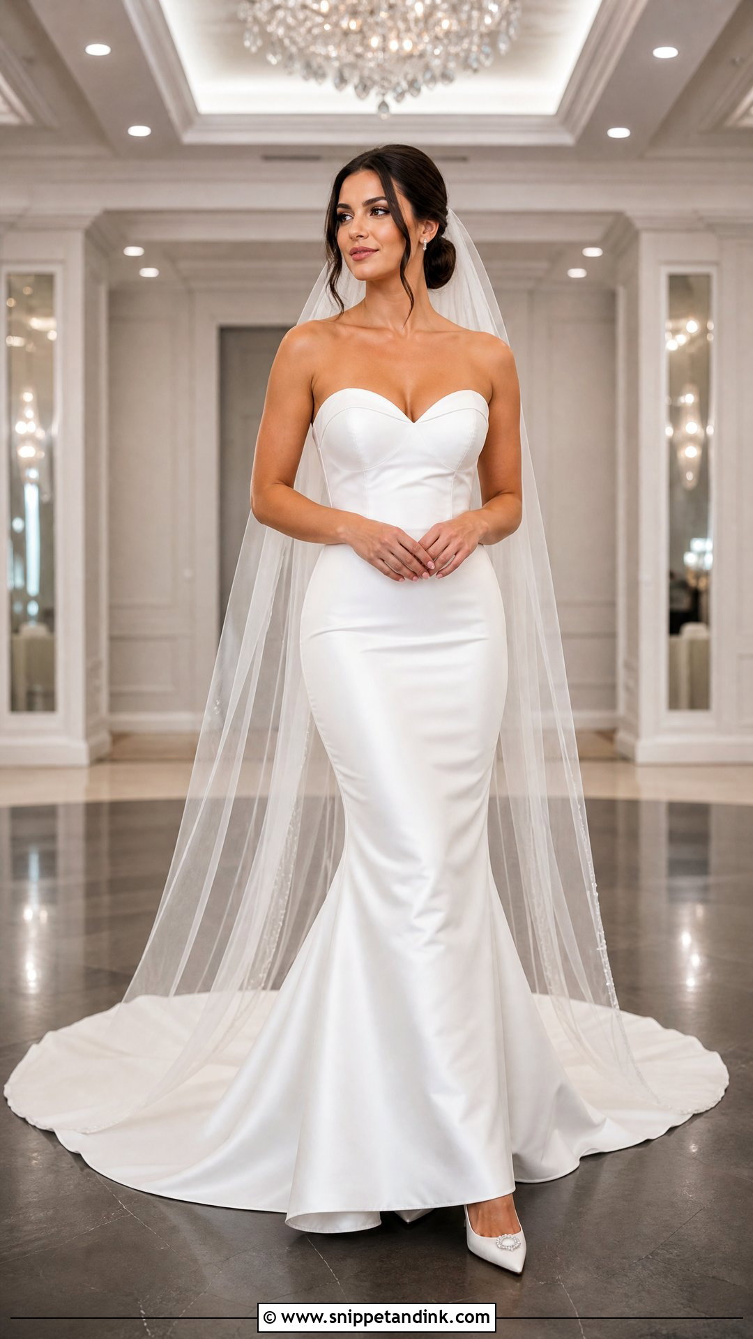 Strapless Satin Trumpet Wedding Gown - Snippet and Ink - 20 Trumpet Wedding Gown Ideas