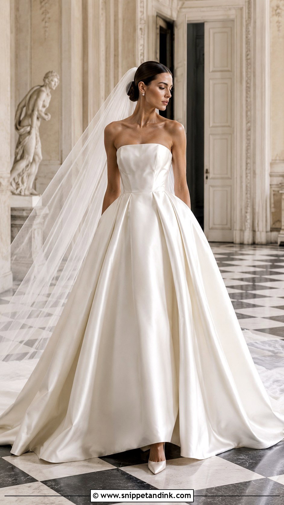 Strapless Satin Vera Wang Wedding Dress - Snippet and Ink - 20 Vintage Vera Wang Wedding Dress Ideas