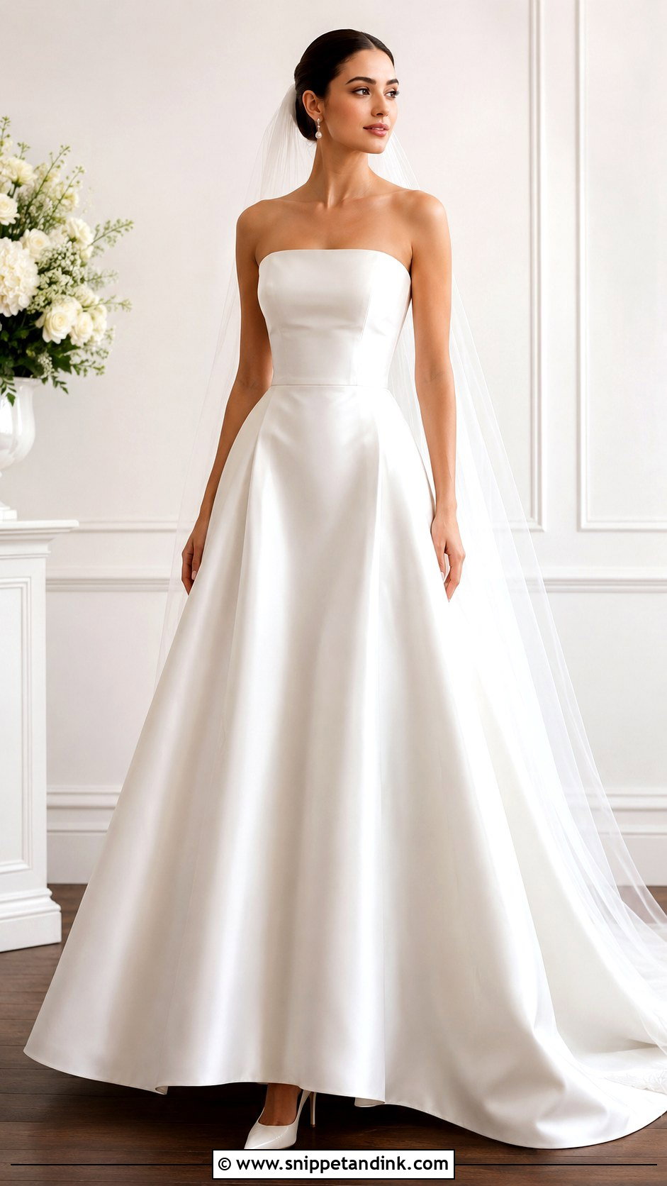 Strapless Satin Wedding Dress - Snippet and Ink - 25 Classic Satin Wedding Dress Ideas