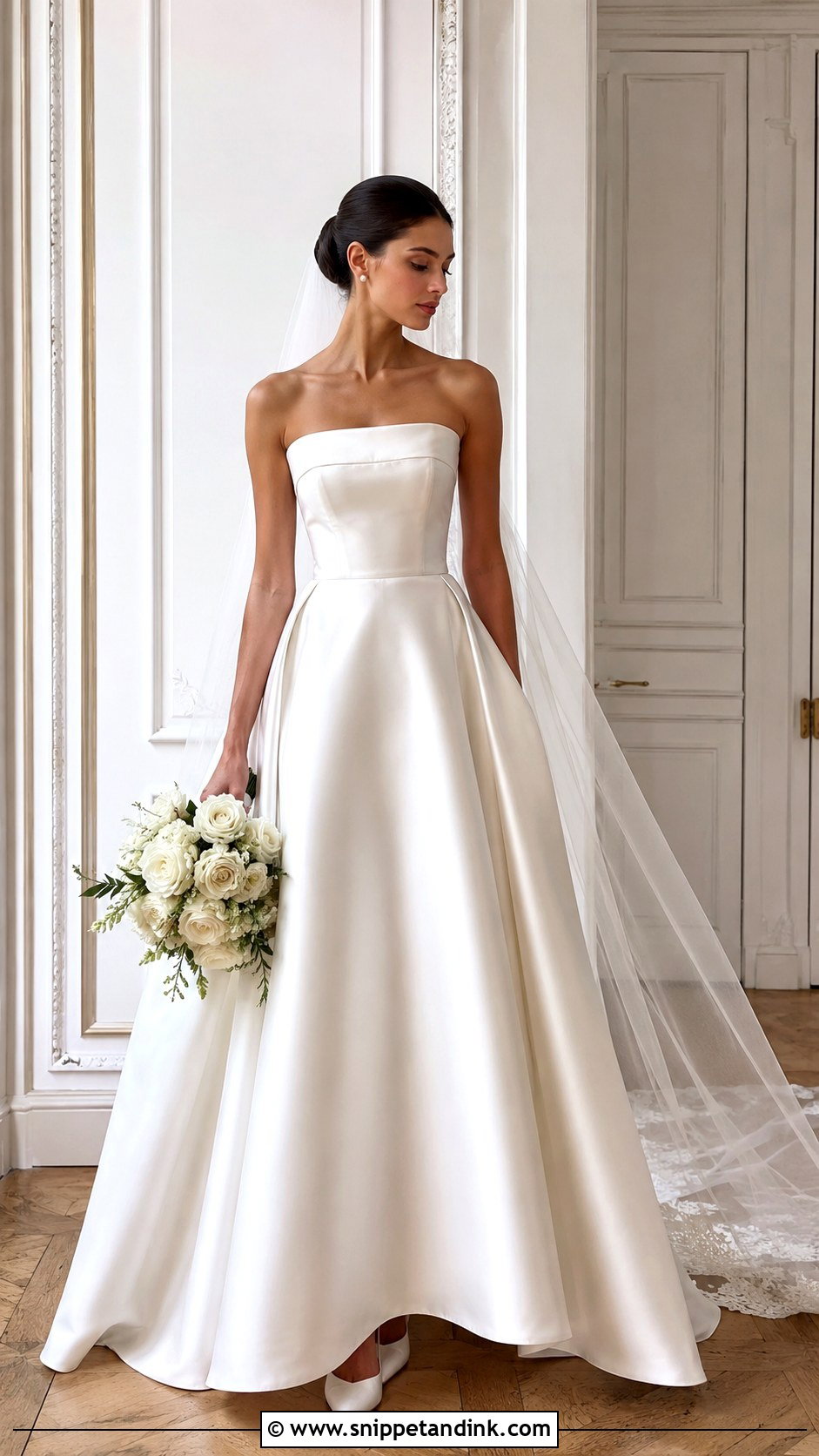 Strapless Satin Wedding Dress - Snippet and Ink - 25 Old Money Wedding Dresses