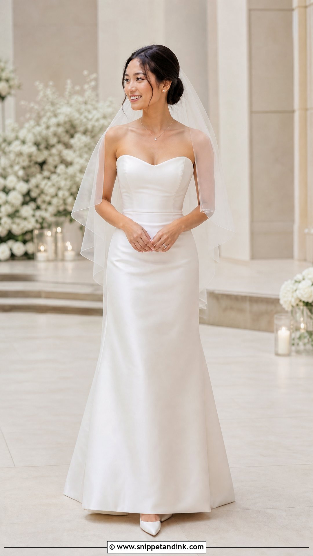 Strapless Satin Wedding Dress - Snippet and Ink - 20 Petite Bride Wedding Dress Ideas