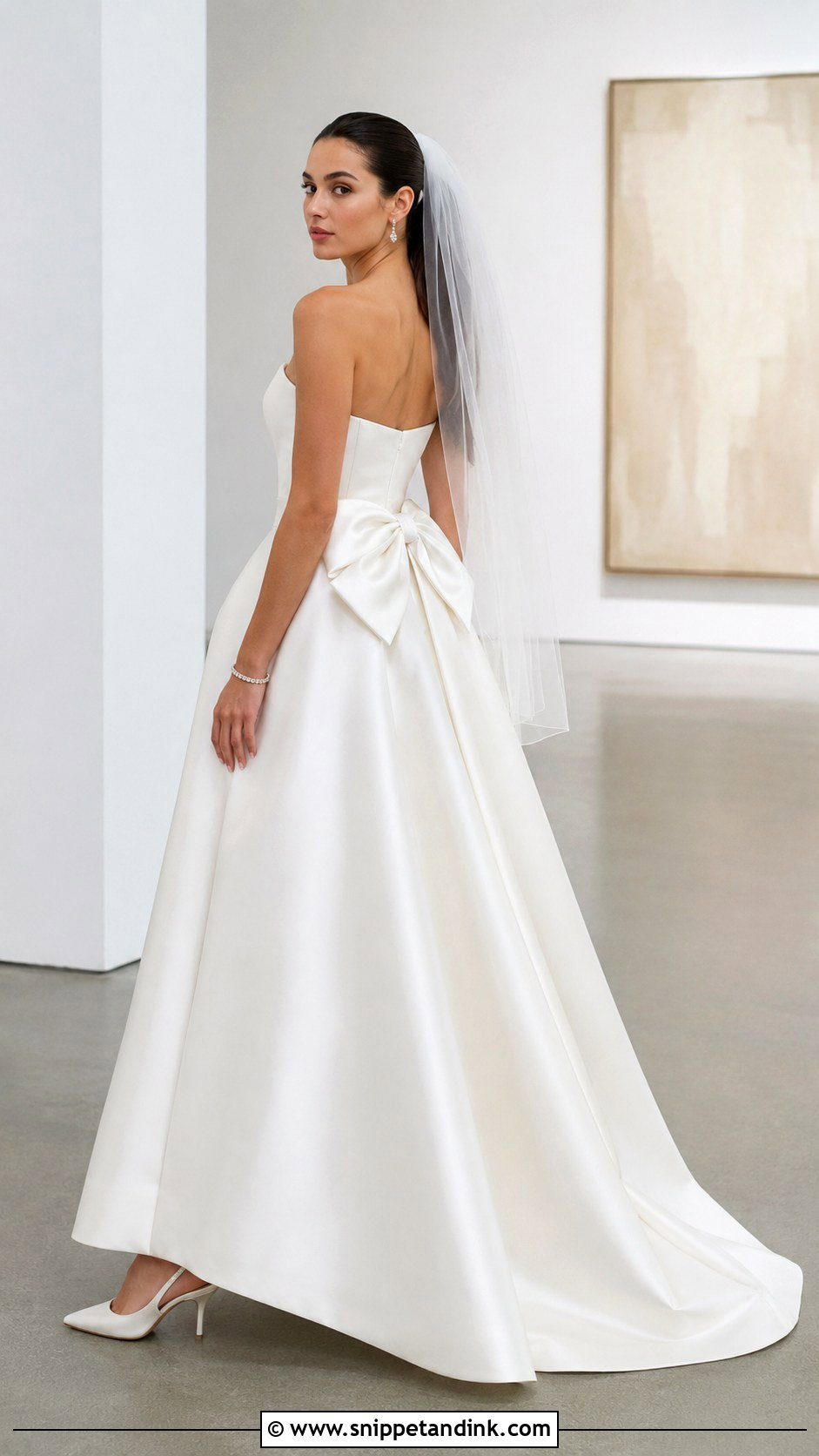 Strapless Satin Wedding Dress With Big Bow - Snippet and Ink - 20 Big Bow Wedding Dress Ideas