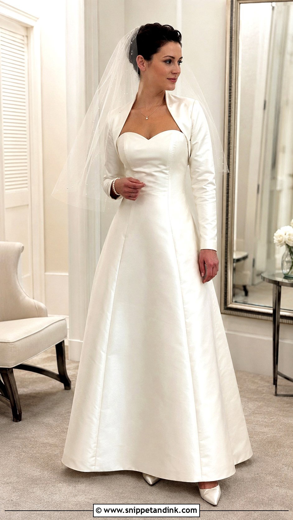 Strapless Satin Wedding Dress With Bolero - Snippet and Ink - 20 1990 Wedding Dress Ideas