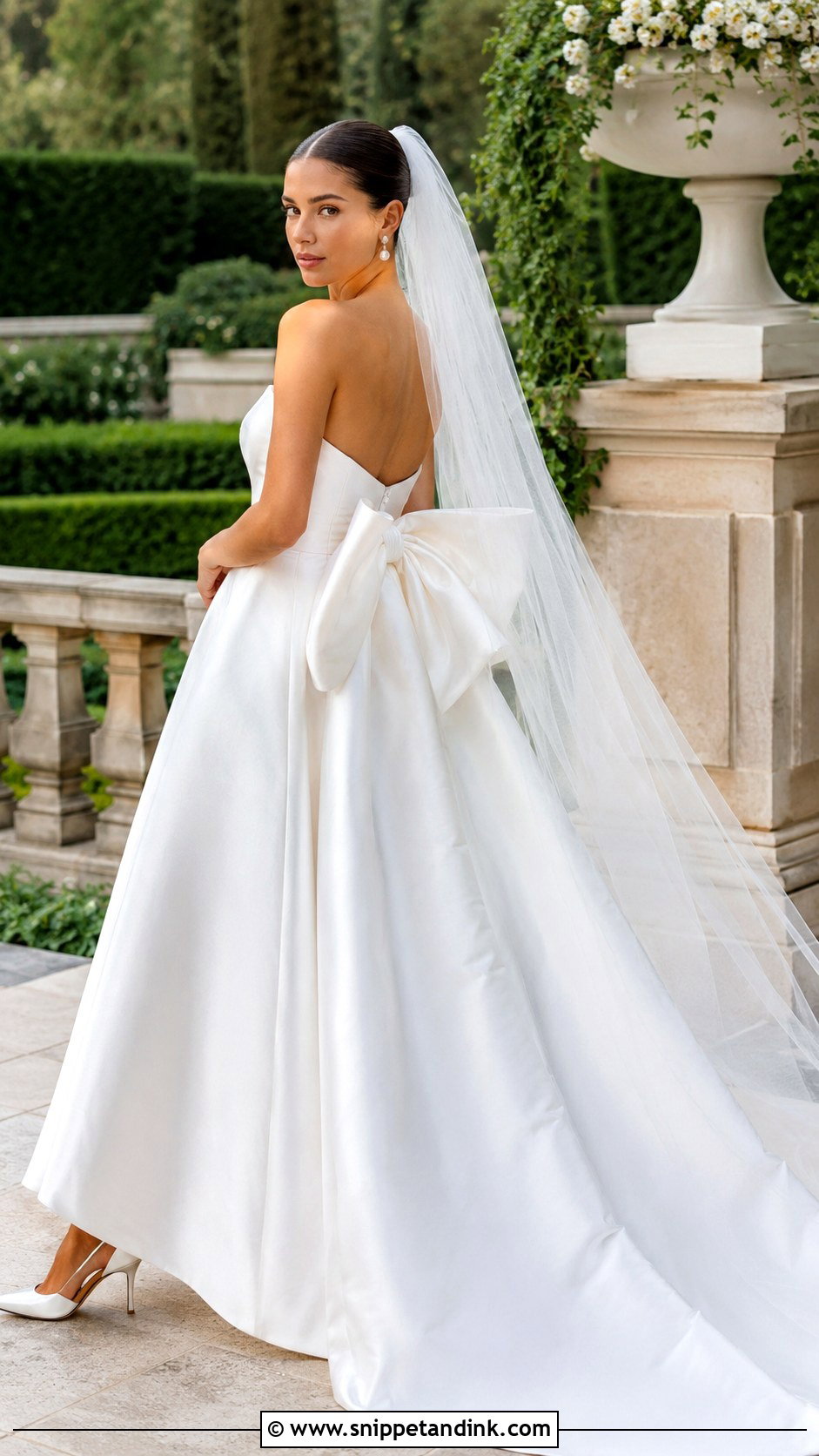 Strapless Satin Wedding Dress With Bow - Snippet and Ink - 20 Strapless Satin Wedding Dress Ideas