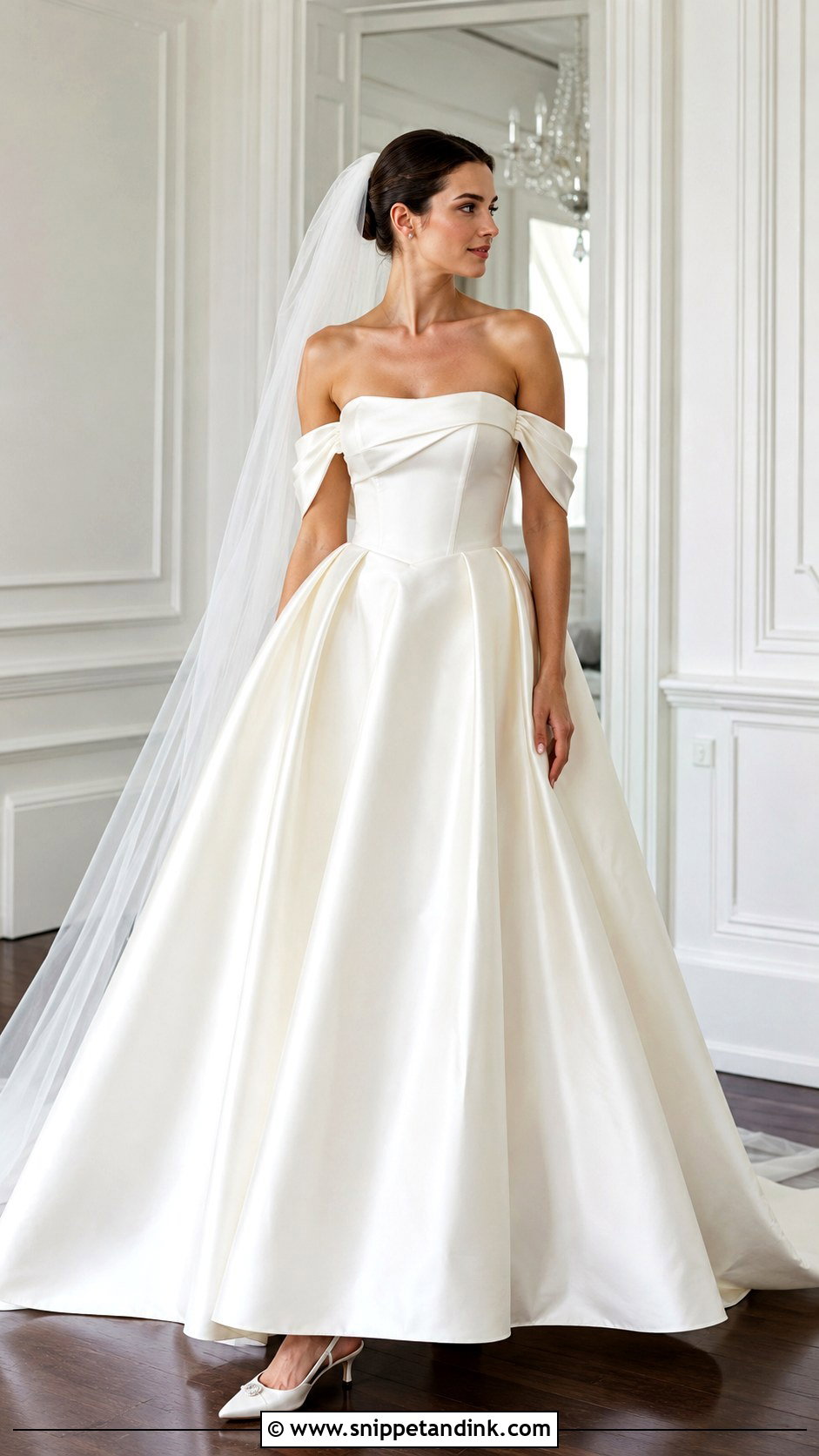 Strapless Satin Wedding Dress With Off the Shoulder Sleeves - Snippet and Ink - 20 Strapless Wedding Dress with Sleeves