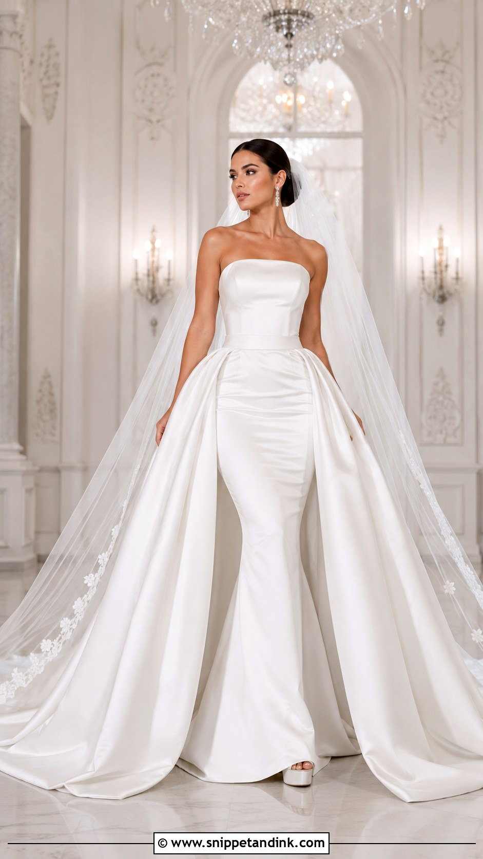 Strapless Satin Wedding Dress With Overskirt - Snippet and Ink - 20 Strapless Satin Wedding Dress Ideas
