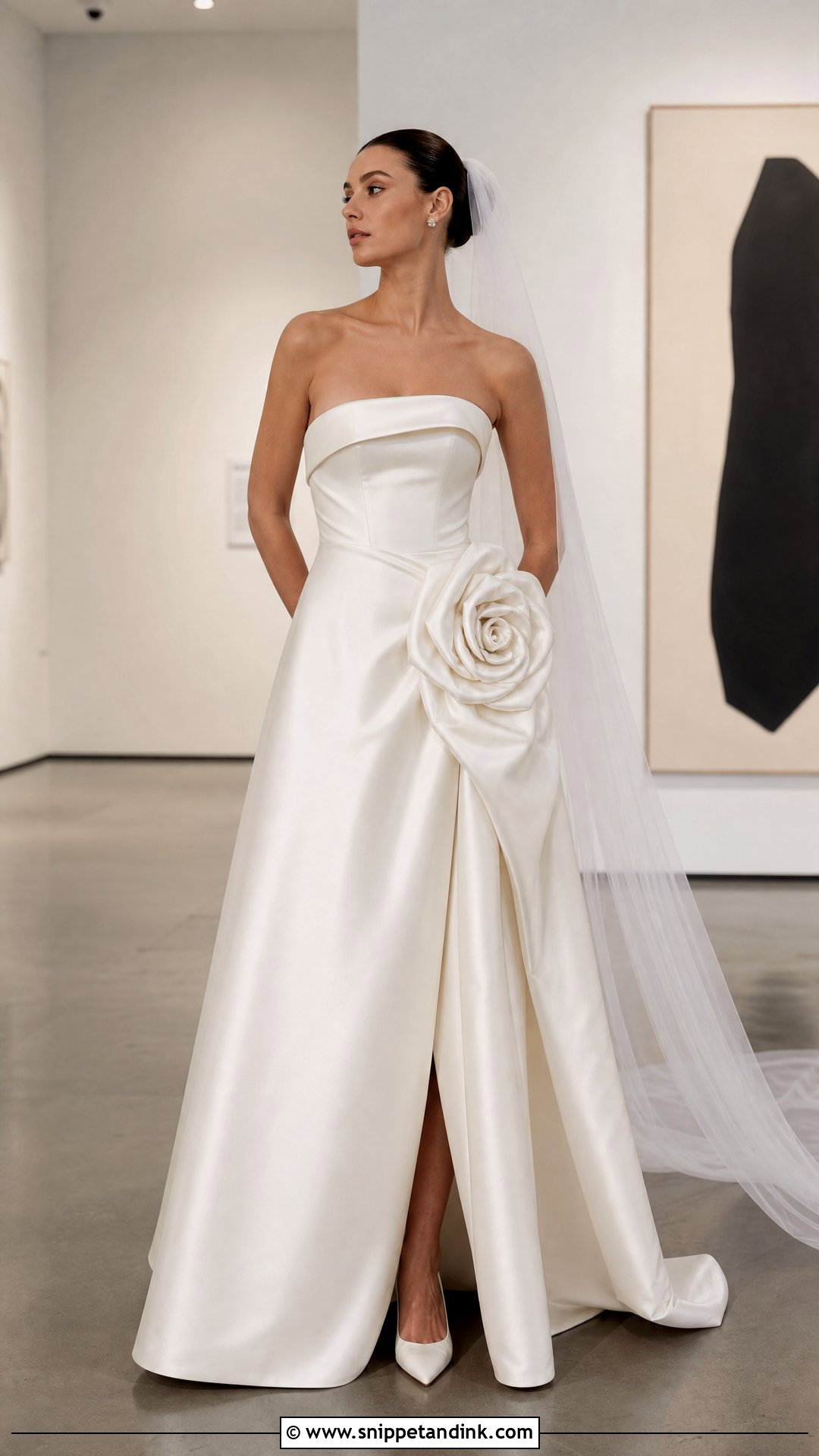 Strapless Satin Wedding Dress With Roses - Snippet and Ink - 20 Wedding Dress with Roses Ideas