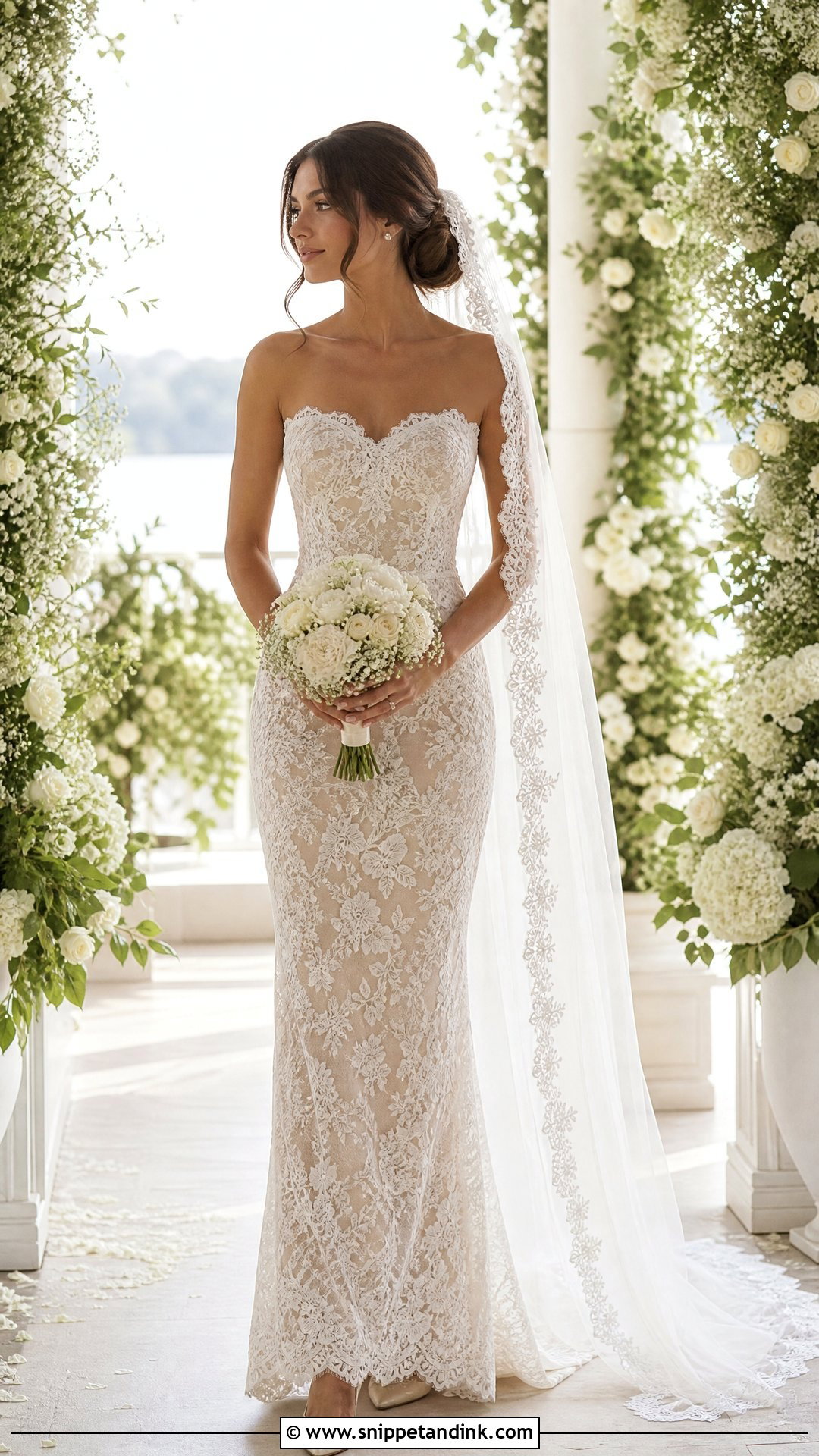 Strapless Scalloped Lace Wedding Dress - Snippet and Ink - 20 Strapless Fitted Wedding Dress Ideas