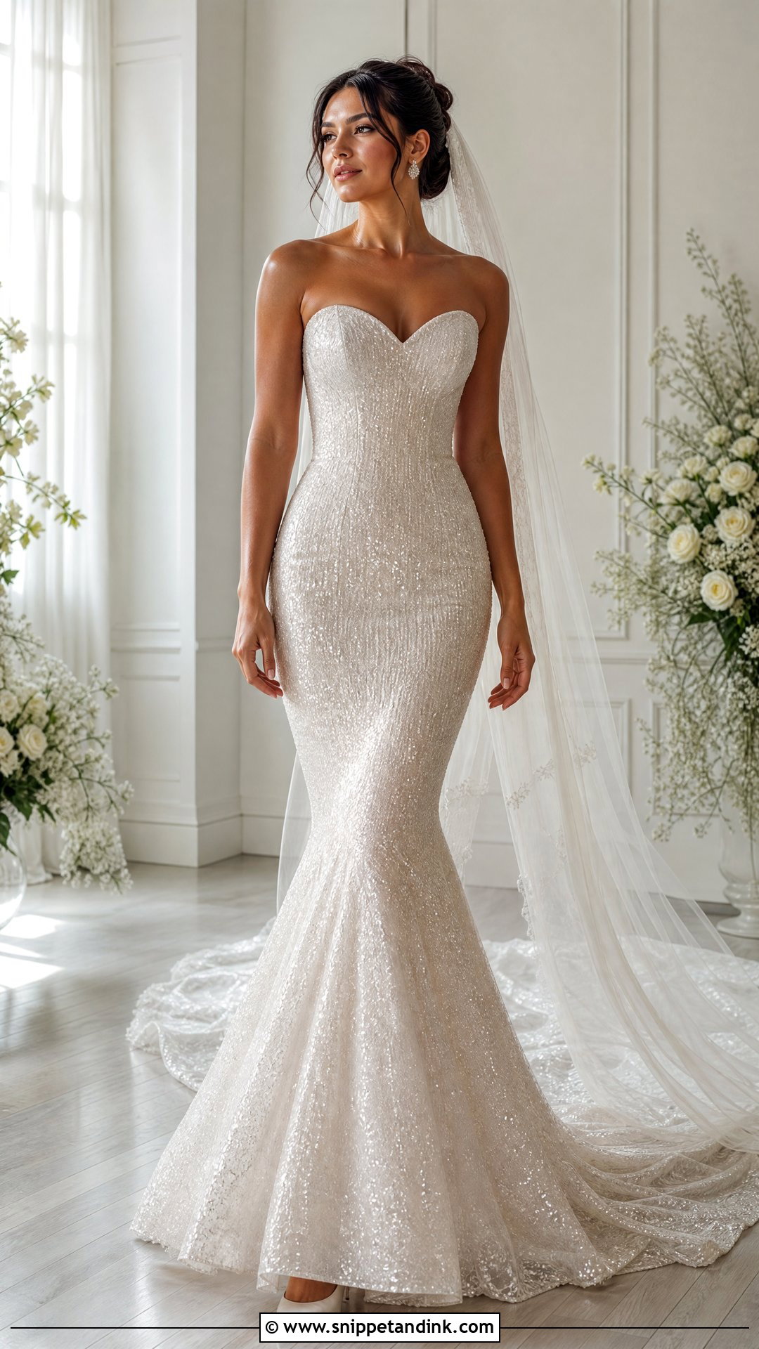 Strapless Sequin Mermaid Wedding Dress - Snippet and Ink - 20 Mermaid Bling Wedding Dresses