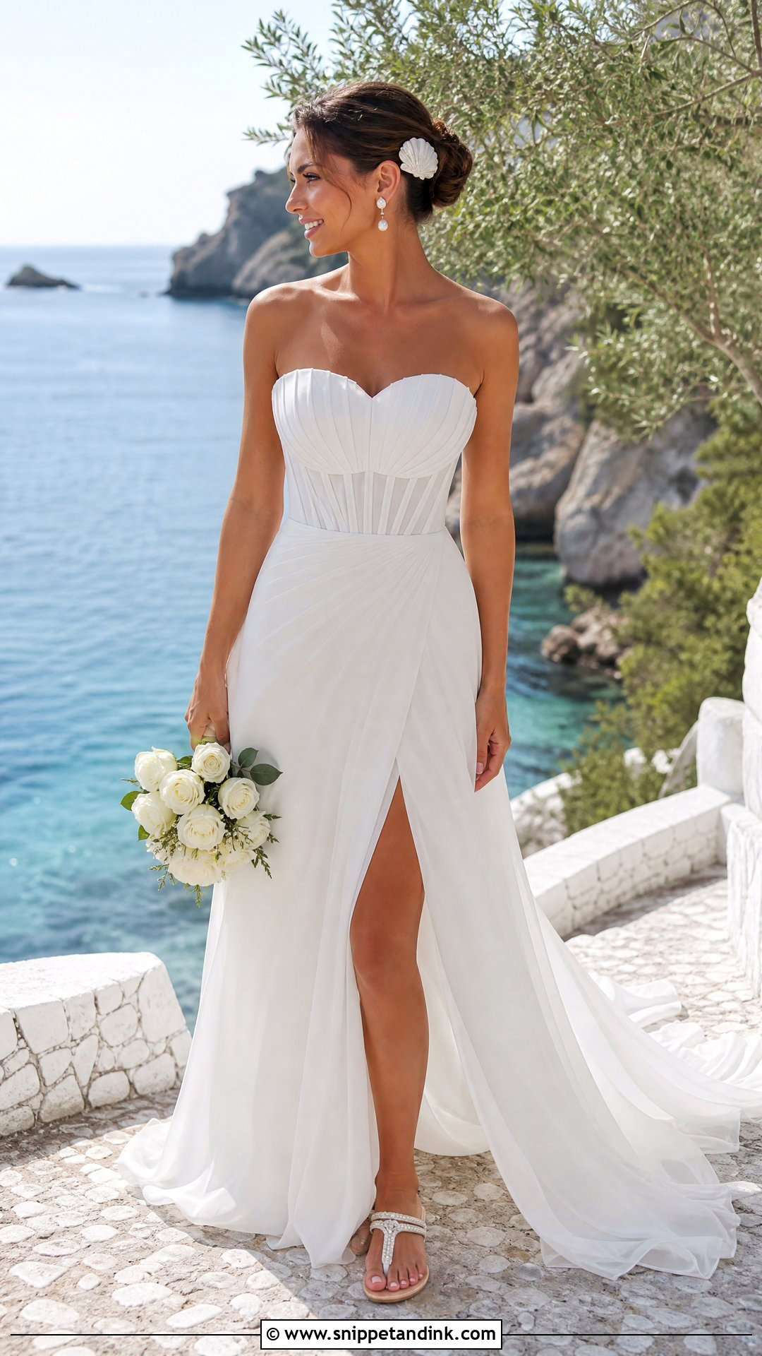 Strapless Shell Bodice Sea Wedding Dress - Snippet and Ink - 20 Sea Wedding Dress Ideas