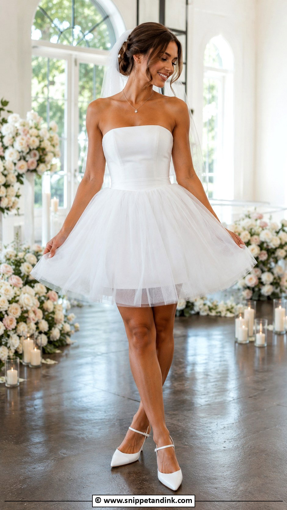 Strapless Short Wedding Dress With Tulle Skirt - Snippet and Ink - 35 Short Wedding Dress Ideas