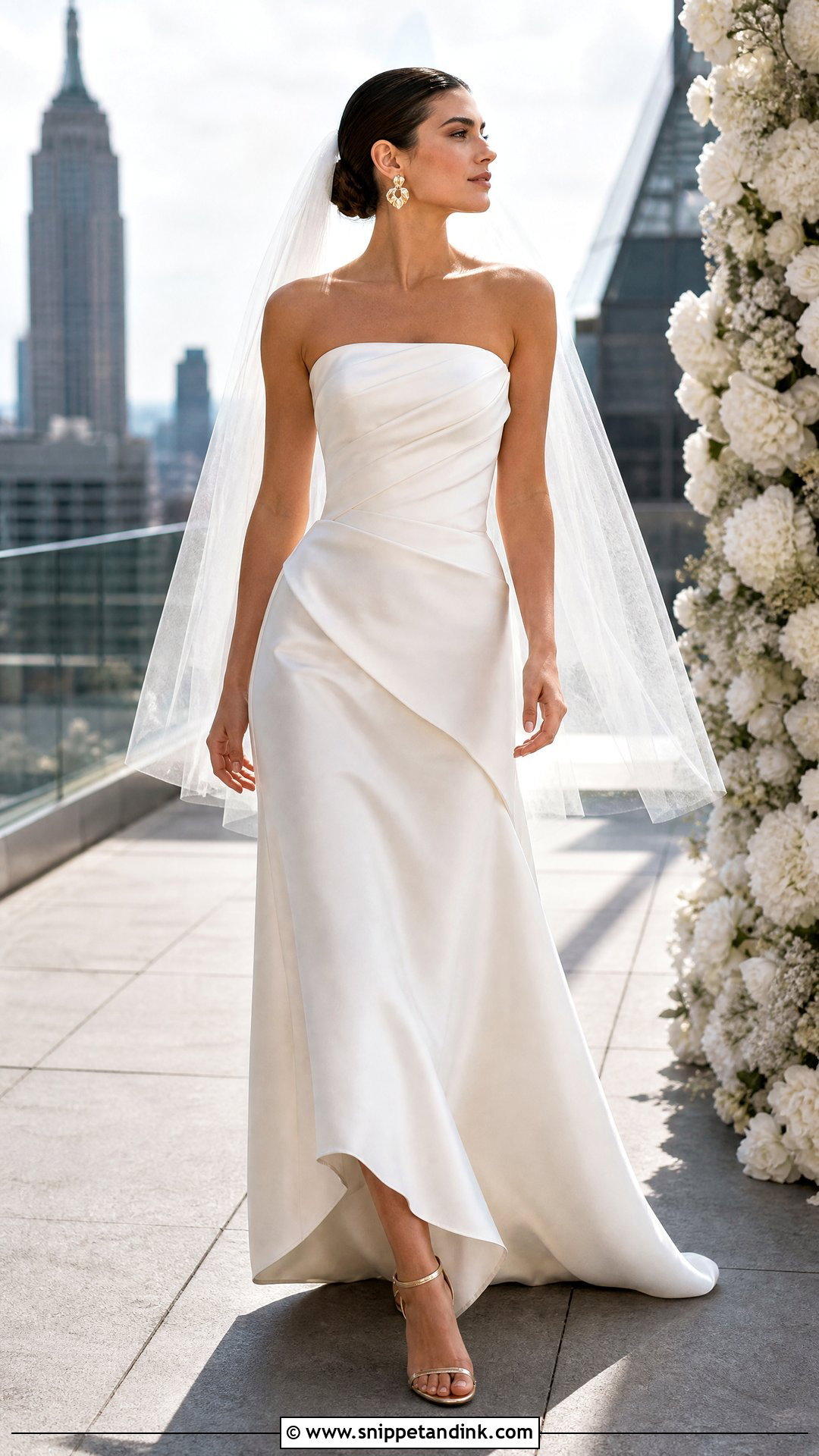 Strapless Silk Asymmetric Wedding Dress - Snippet and Ink - 20 Strapless Silk Wedding Dress Ideas
